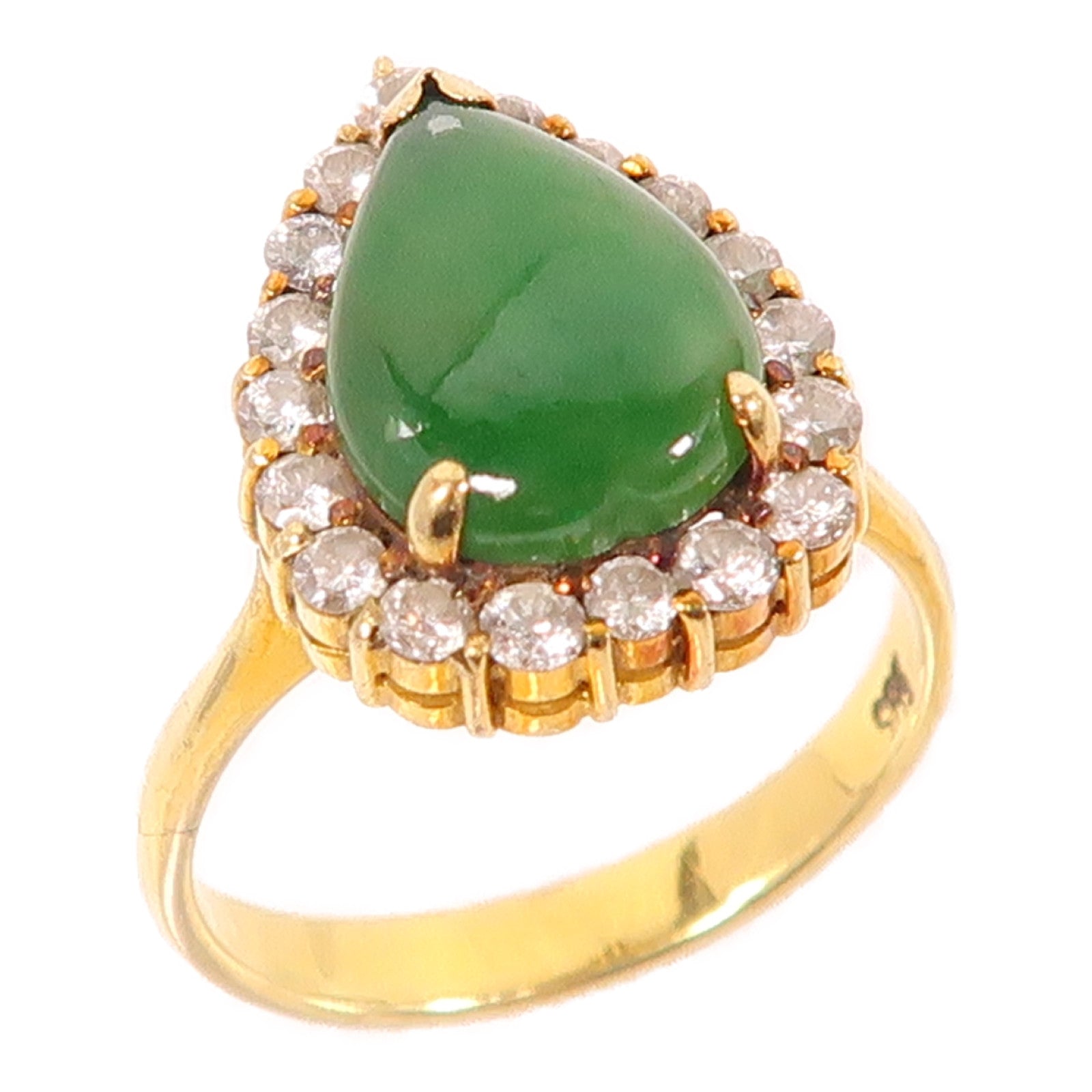 14k 翡翠 リング JEWELRY 14K黃金/翡翠/鑽石Jade Diamond Ring戒指US#6.5 – Brand
