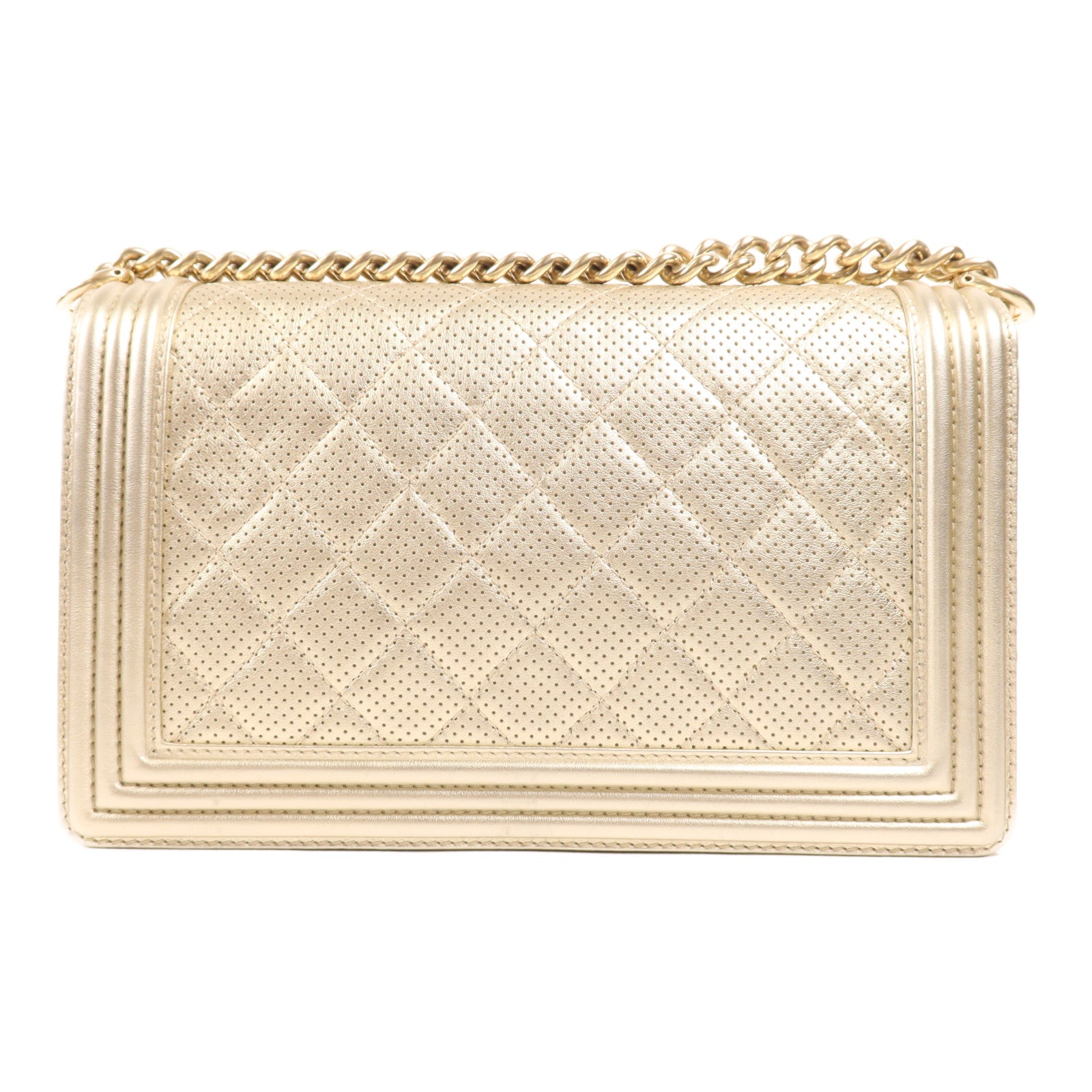 CHANEL 牛皮皮革Boy 28金扣鏈帶肩背袋