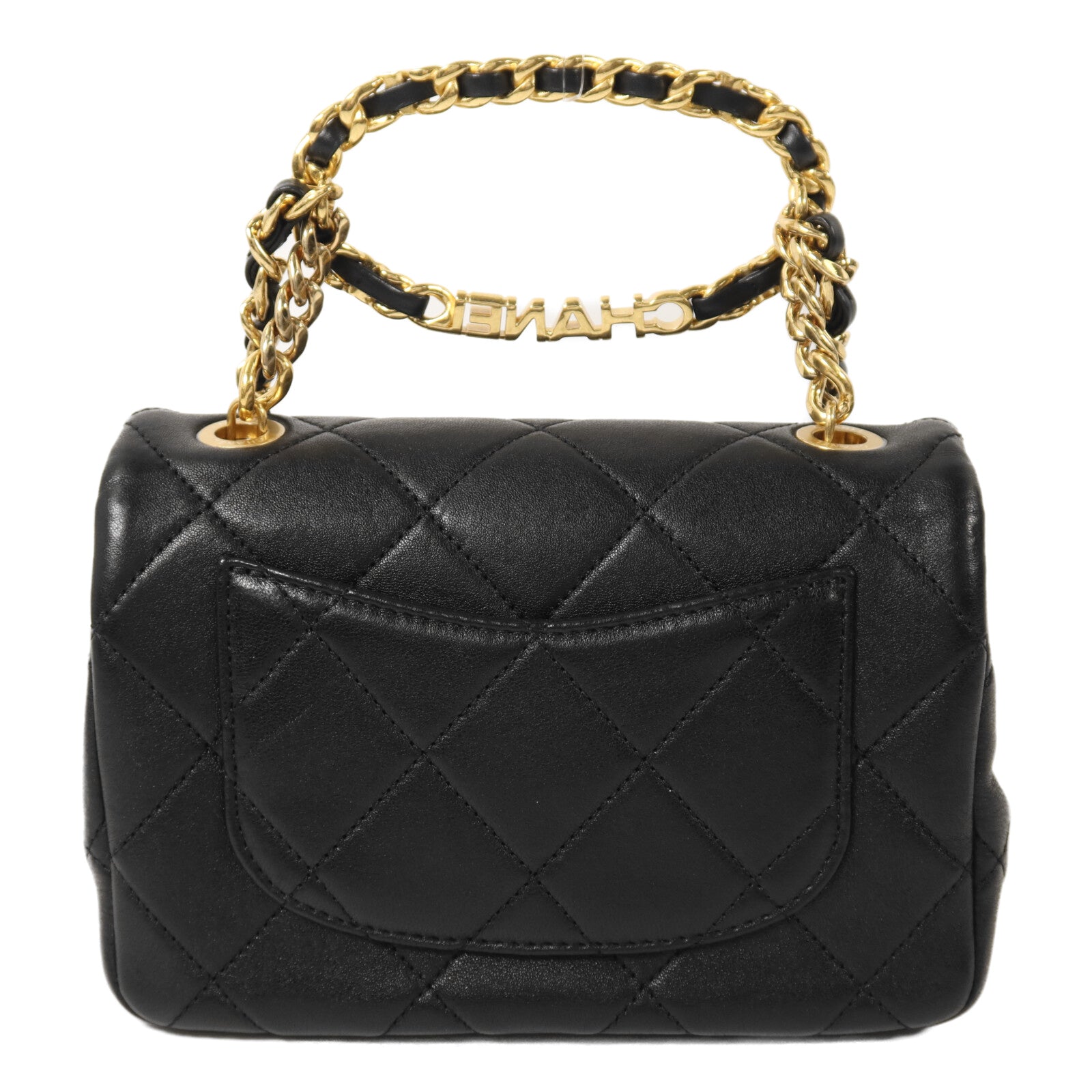 CHANEL 牛皮皮革Mini Matelasse金扣鏈帶手挽肩背兩用袋