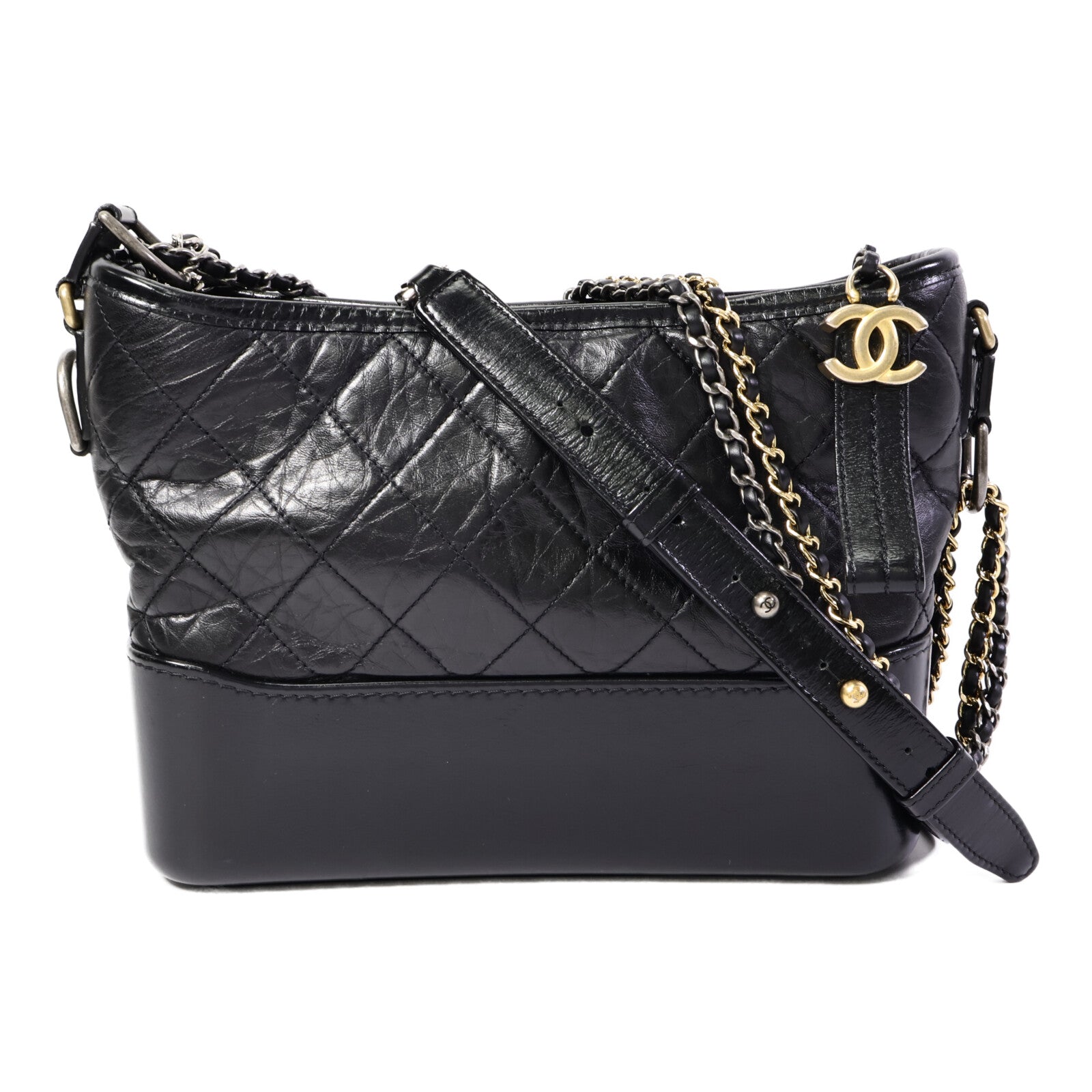CHANEL 牛皮皮革Gabrielle Medium鏈帶肩背袋