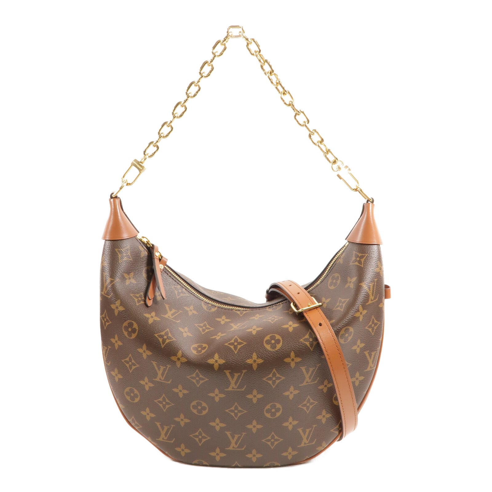 LOUIS VUITTON Monogram Reverse Loop Hobo手挽肩背兩用袋棕色