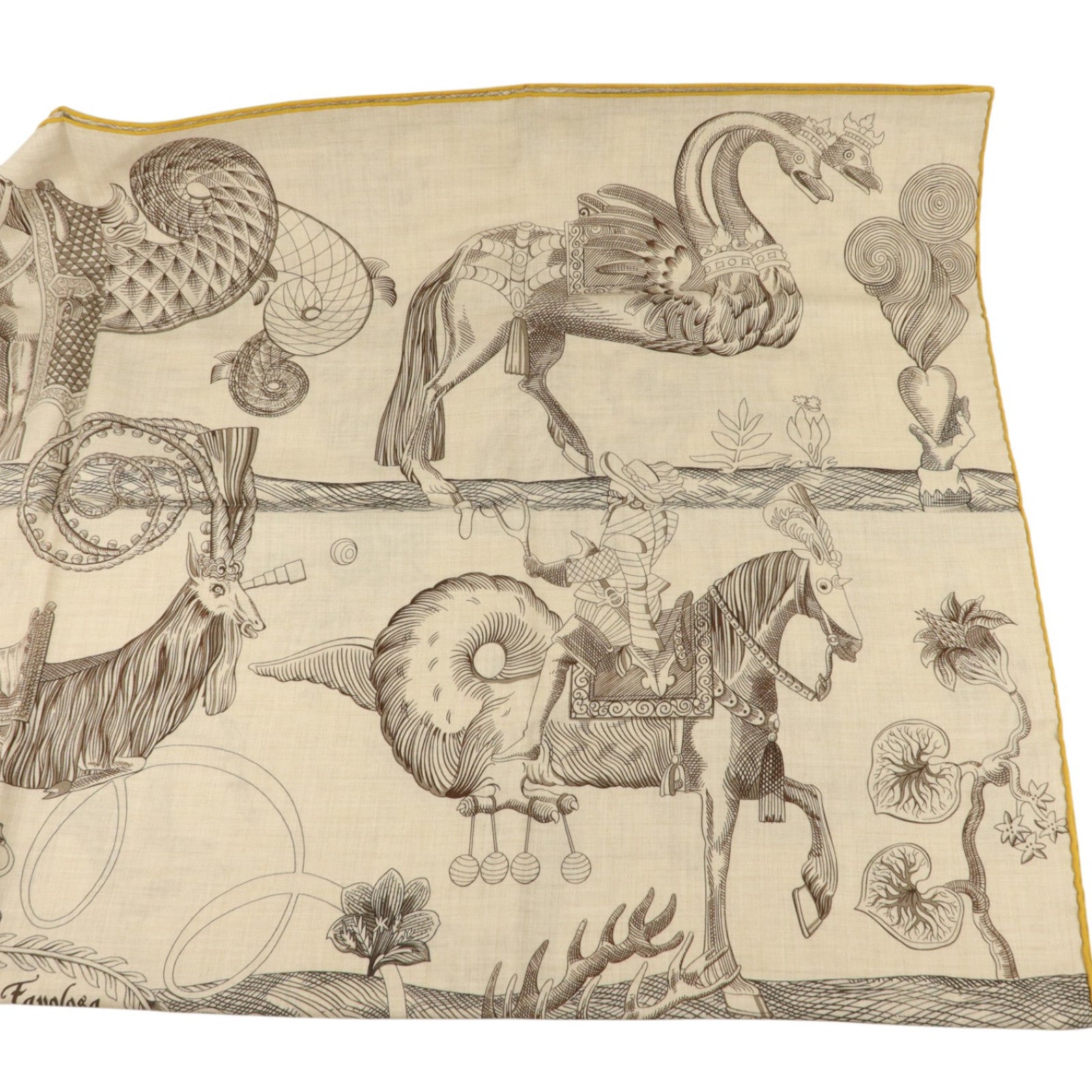 HERMES 羊絨/絲質Scarf 140X140絲巾