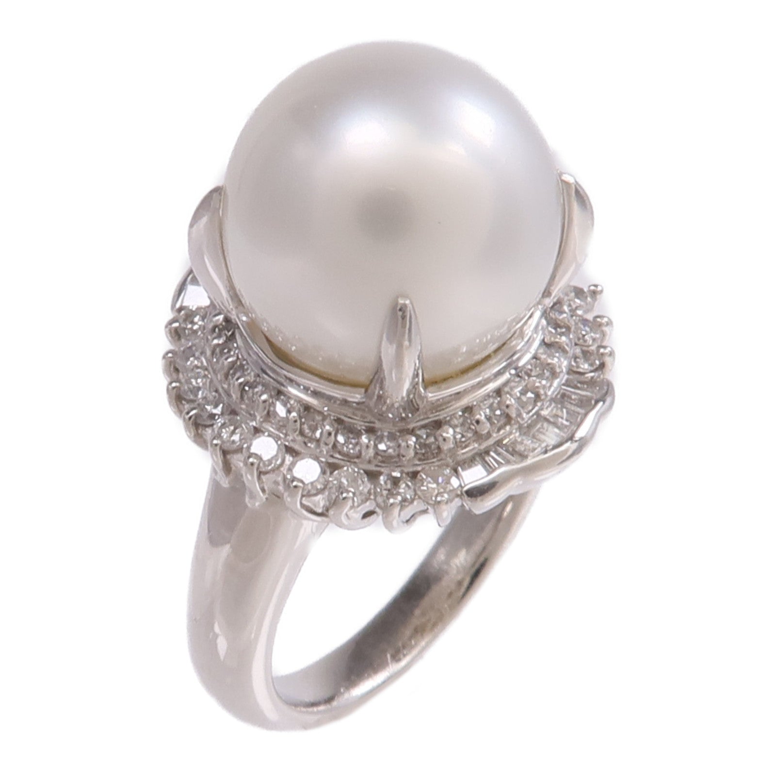 JEWELRY PT900鉑金Pearl Diamond Ring珍珠/鑽石戒指