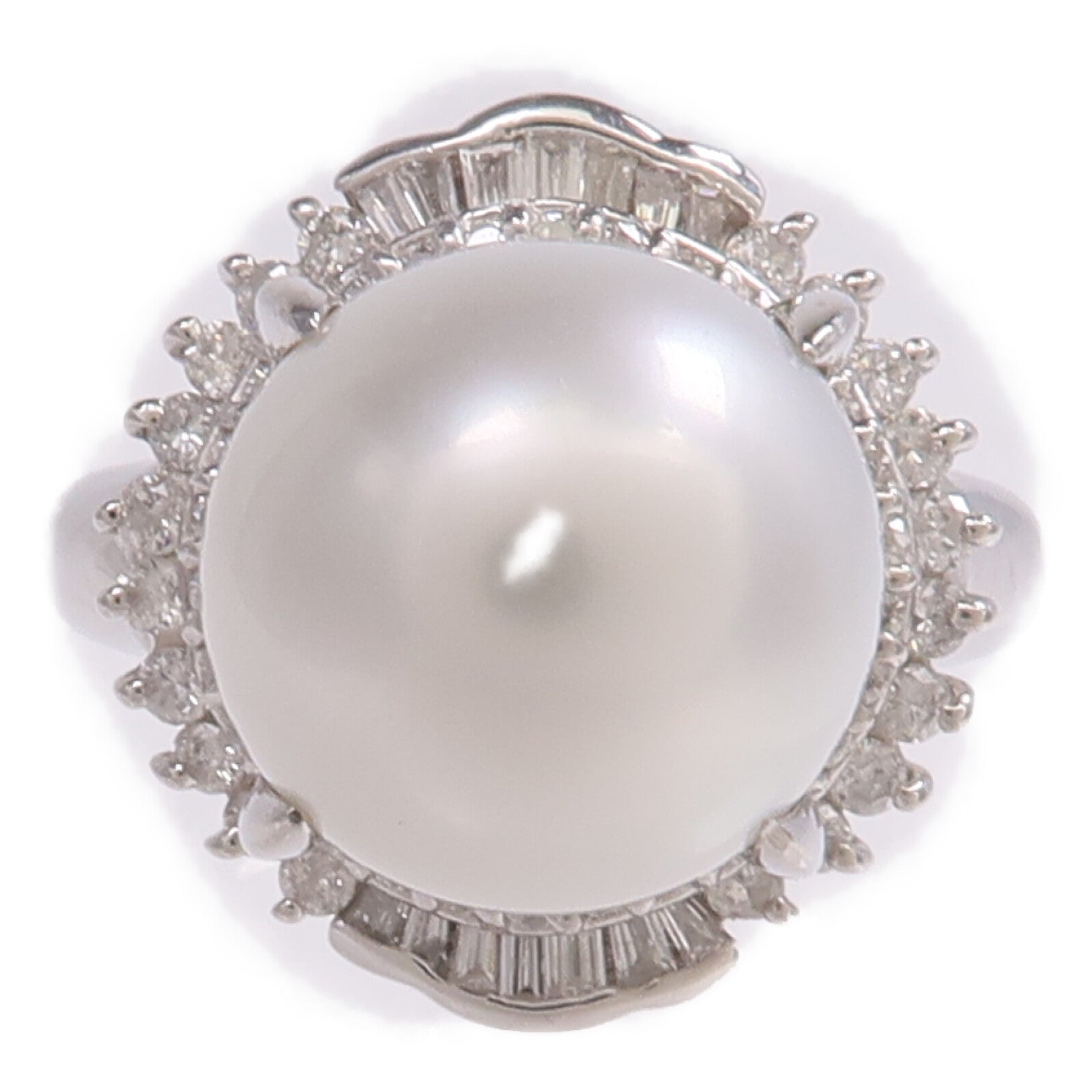 JEWELRY PT900鉑金Pearl Diamond Ring珍珠/鑽石戒指