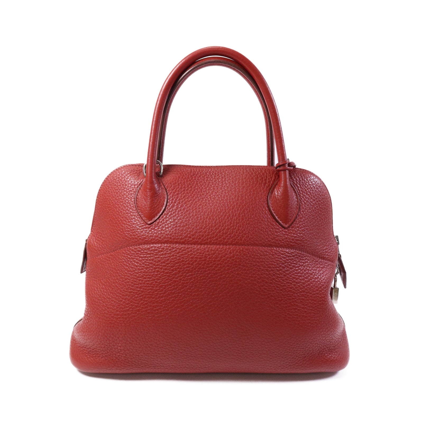 HERMES Clemence皮革Bolide 31銀扣手挽肩背兩用袋Rouge Casaque