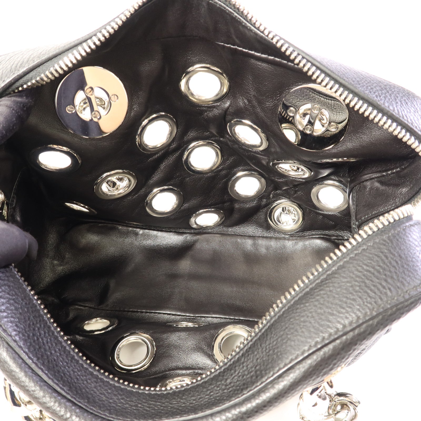 PRADA 牛皮皮革Chain Shoulder Bag銀扣肩背袋