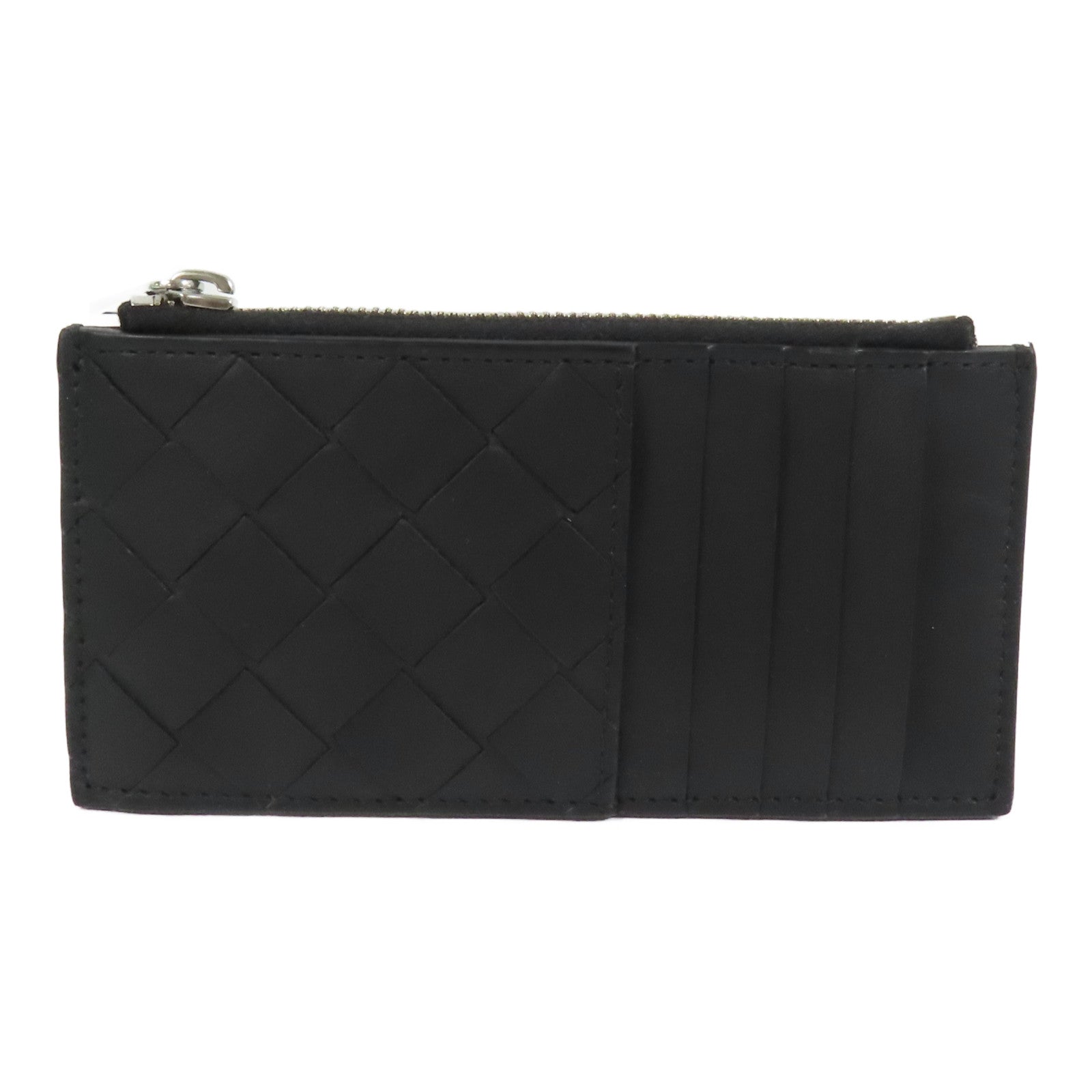 BOTTEGA VENETA 皮革Zip Card Case銀扣卡片套