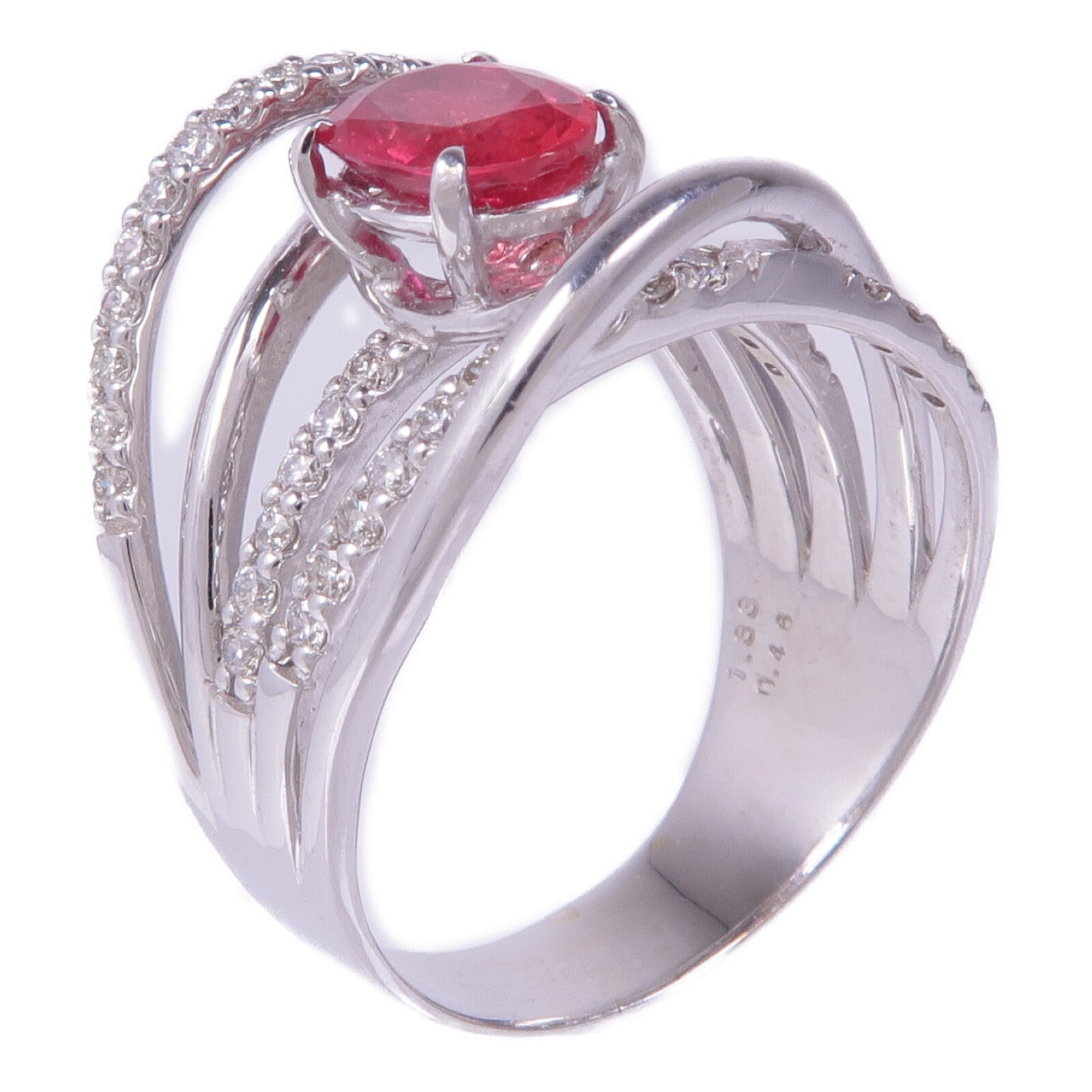 JEWELRY 18K白金Ruby Diamond Ring紅寶石/鑽石戒指US#7.5