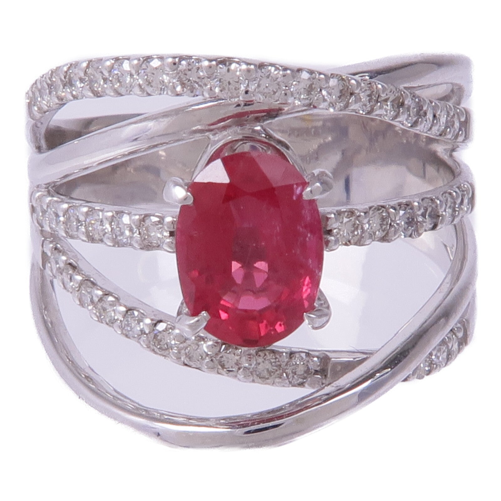 JEWELRY 18K白金Ruby Diamond Ring紅寶石/鑽石戒指US#7.5
