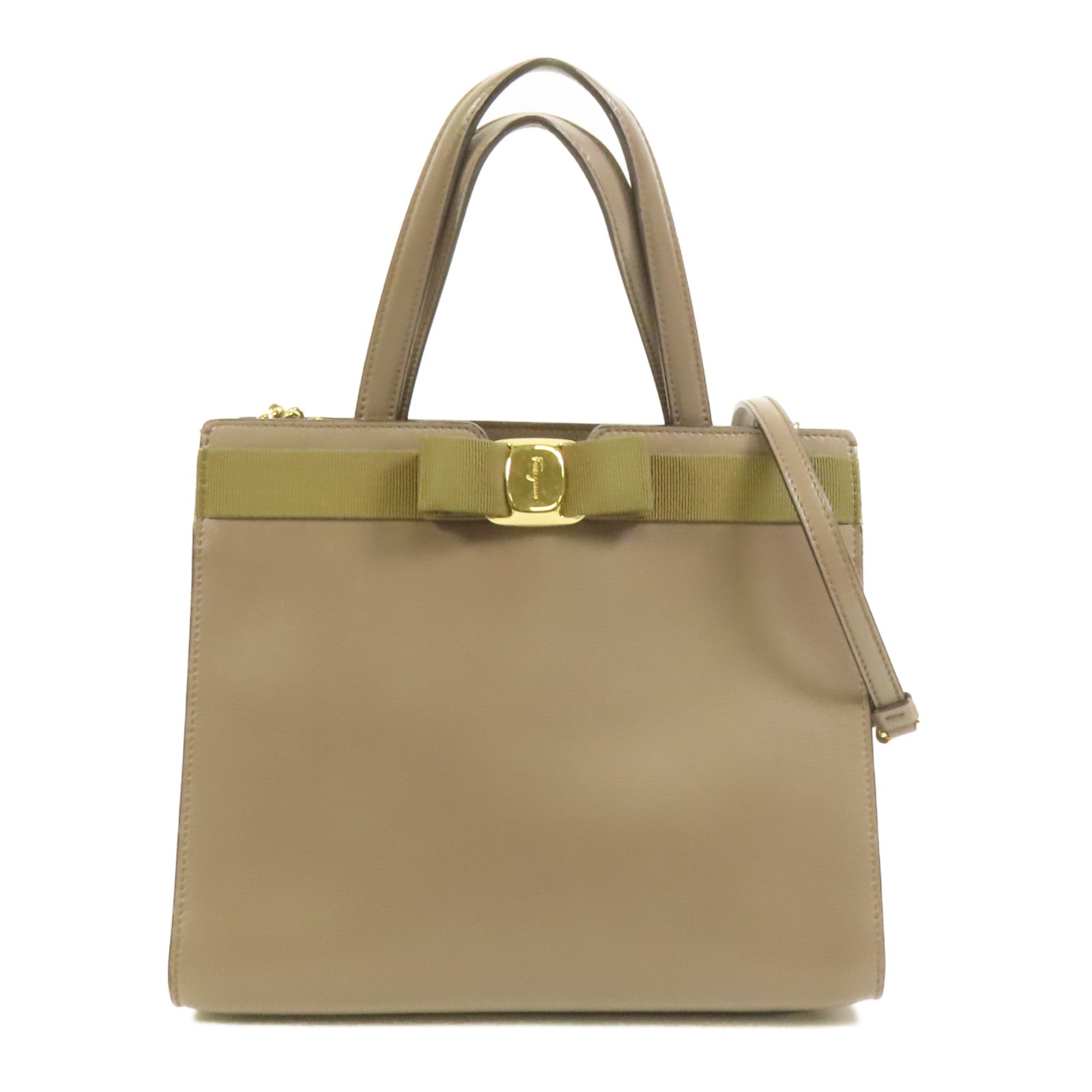 Salvatore Ferragamo 牛皮皮革Vara Bow Top Handle金扣手挽肩背兩用袋