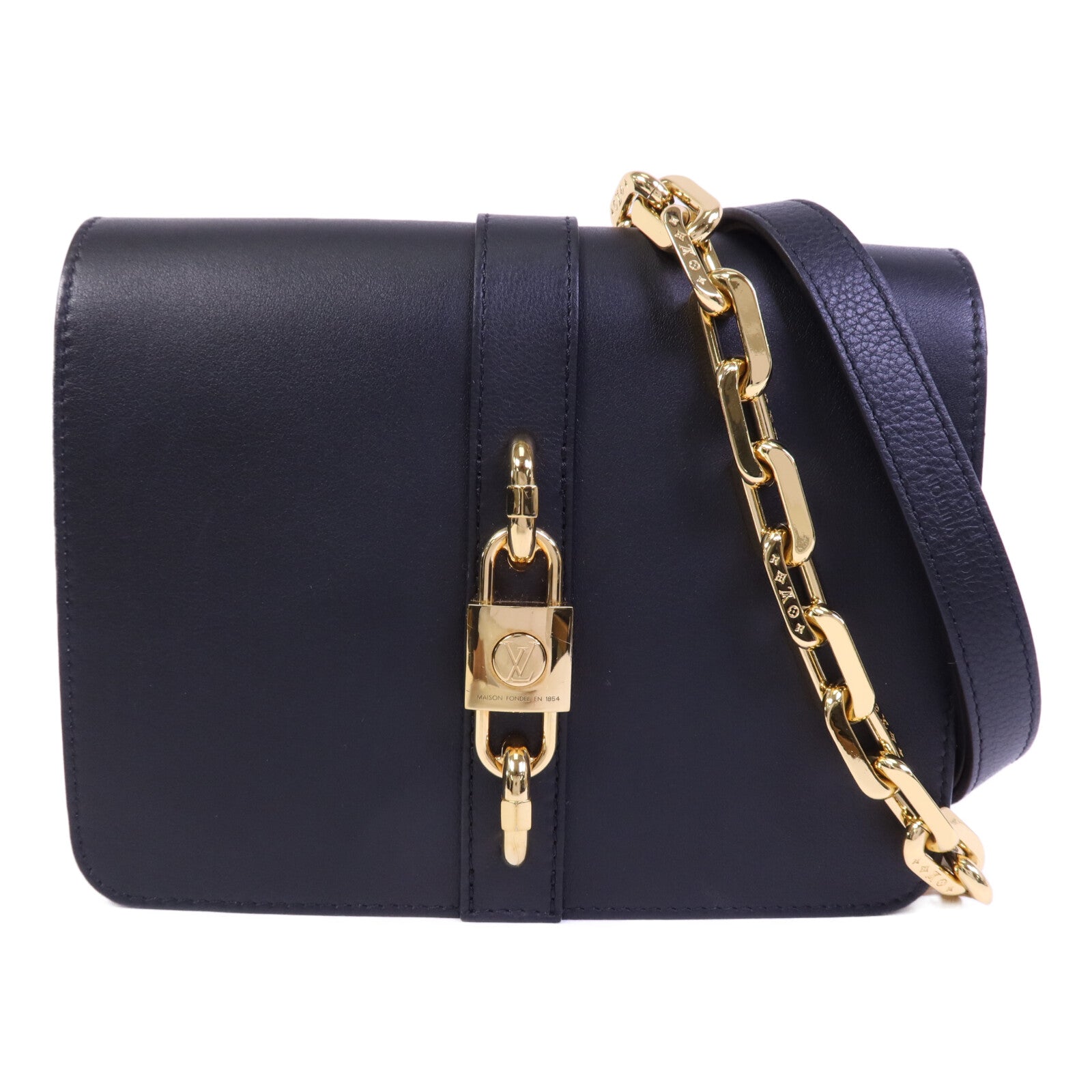 LOUIS VUITTON 牛皮皮革Rendez-Vous金扣鏈帶肩背袋