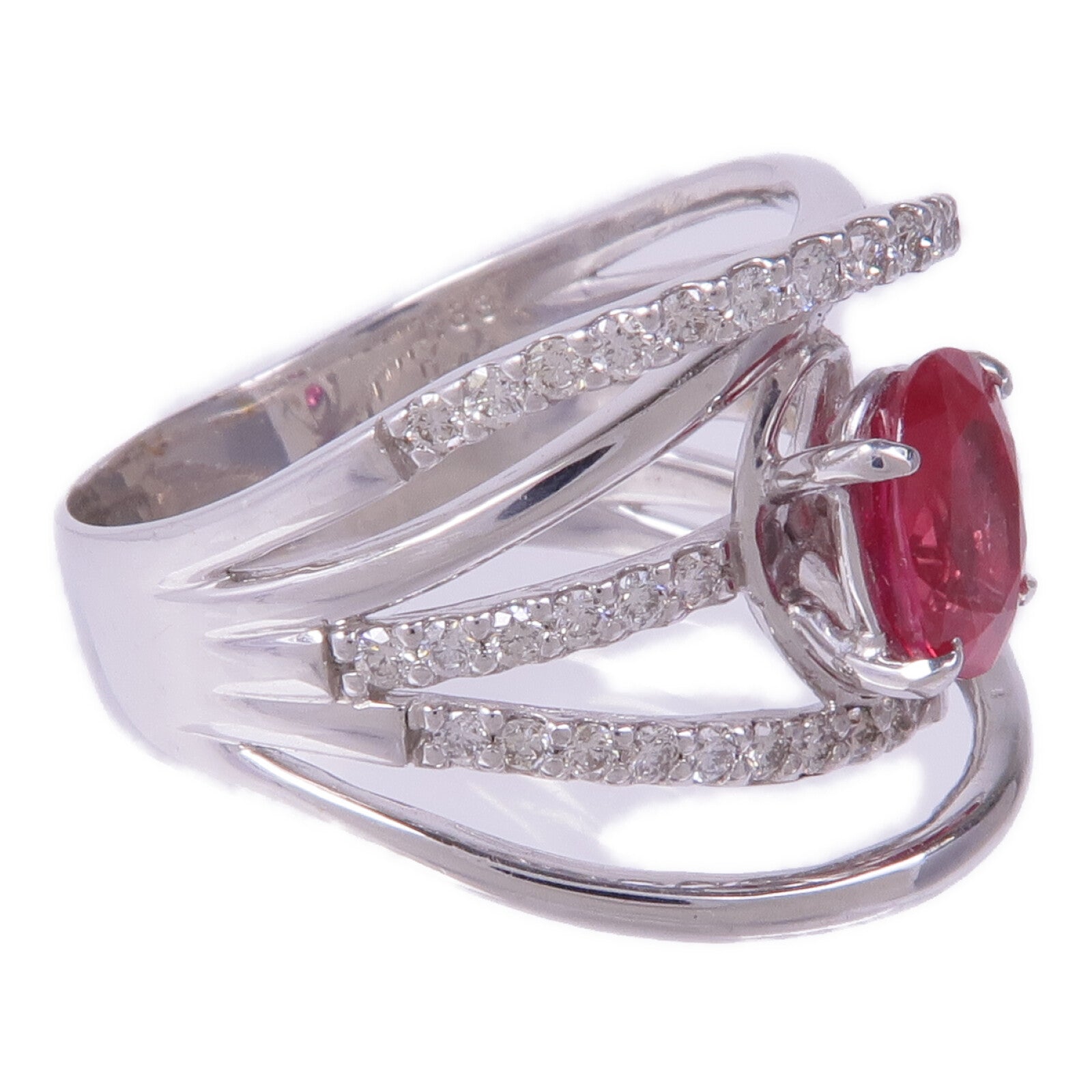 JEWELRY 18K白金Ruby Diamond Ring紅寶石/鑽石戒指US#7.5