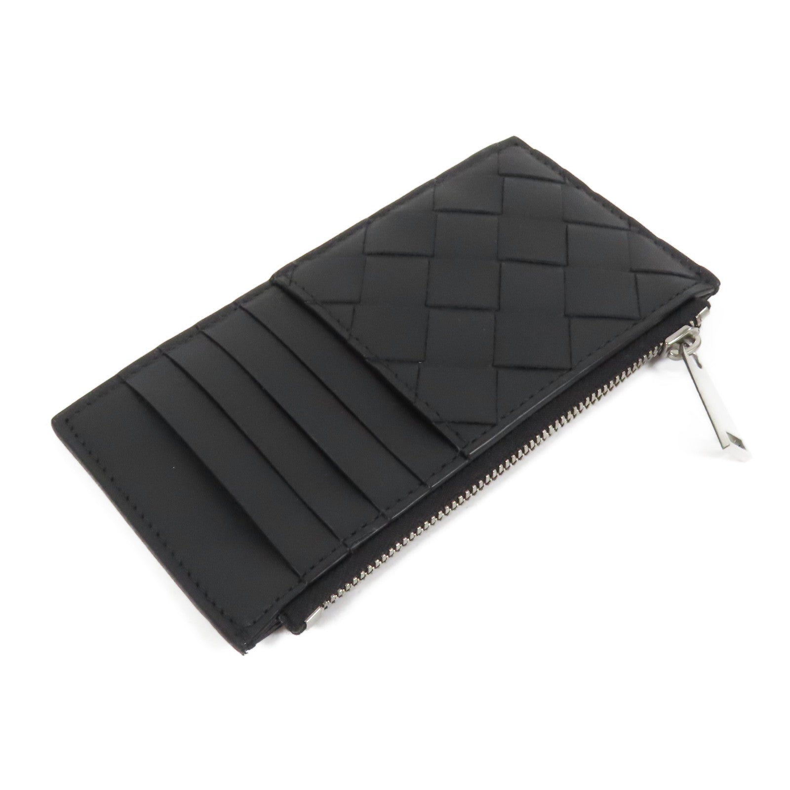 BOTTEGA VENETA 皮革Zip Card Case銀扣卡片套