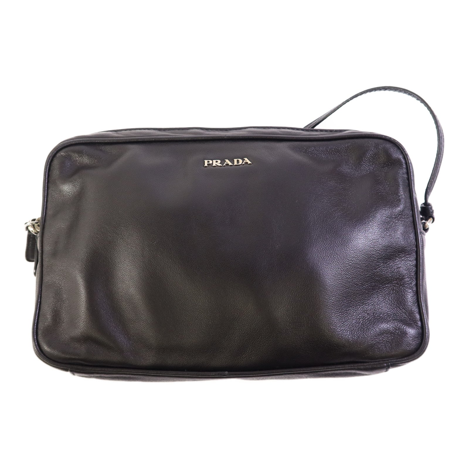 PRADA 牛皮皮革Chain Shoulder Bag銀扣肩背袋