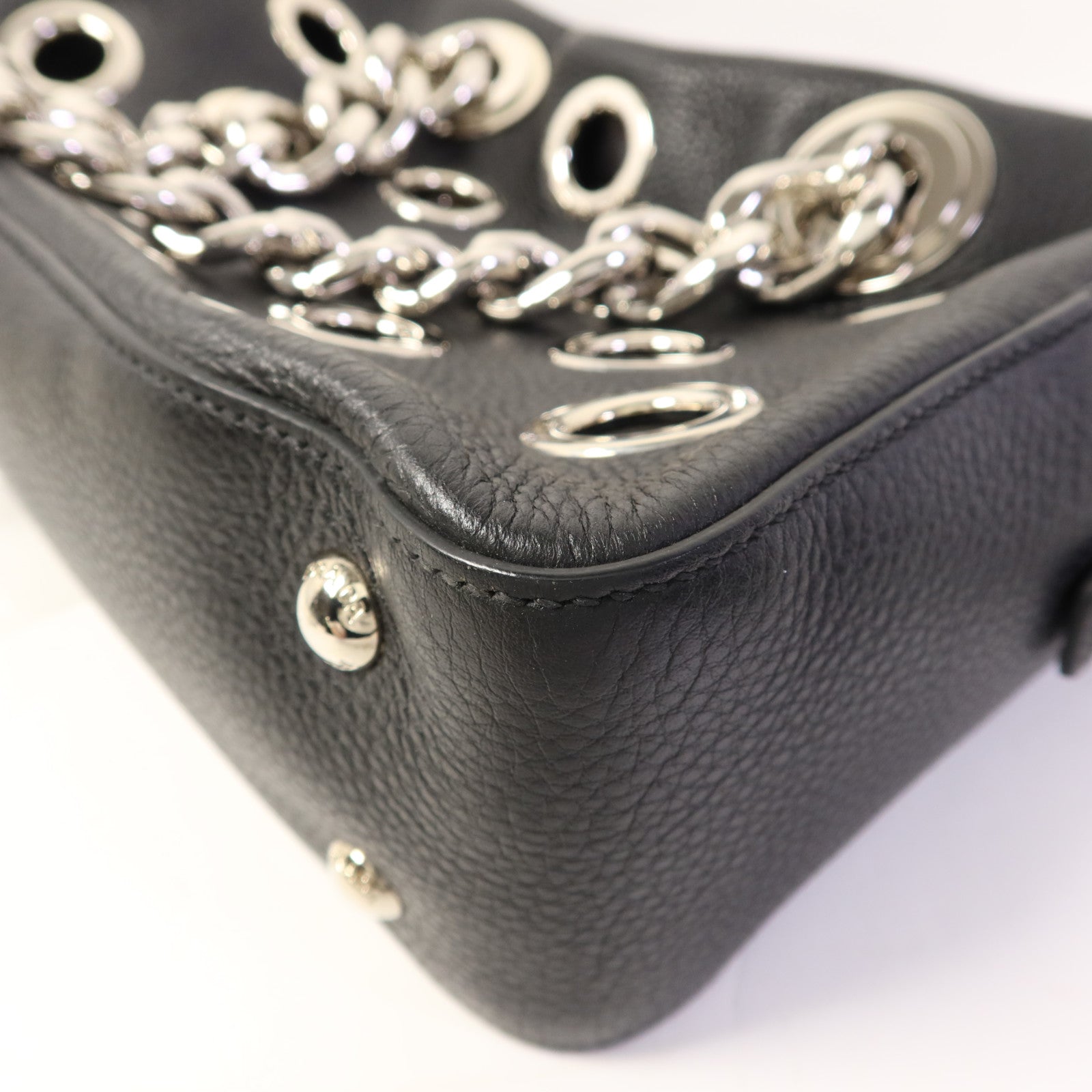 PRADA 牛皮皮革Chain Shoulder Bag銀扣肩背袋