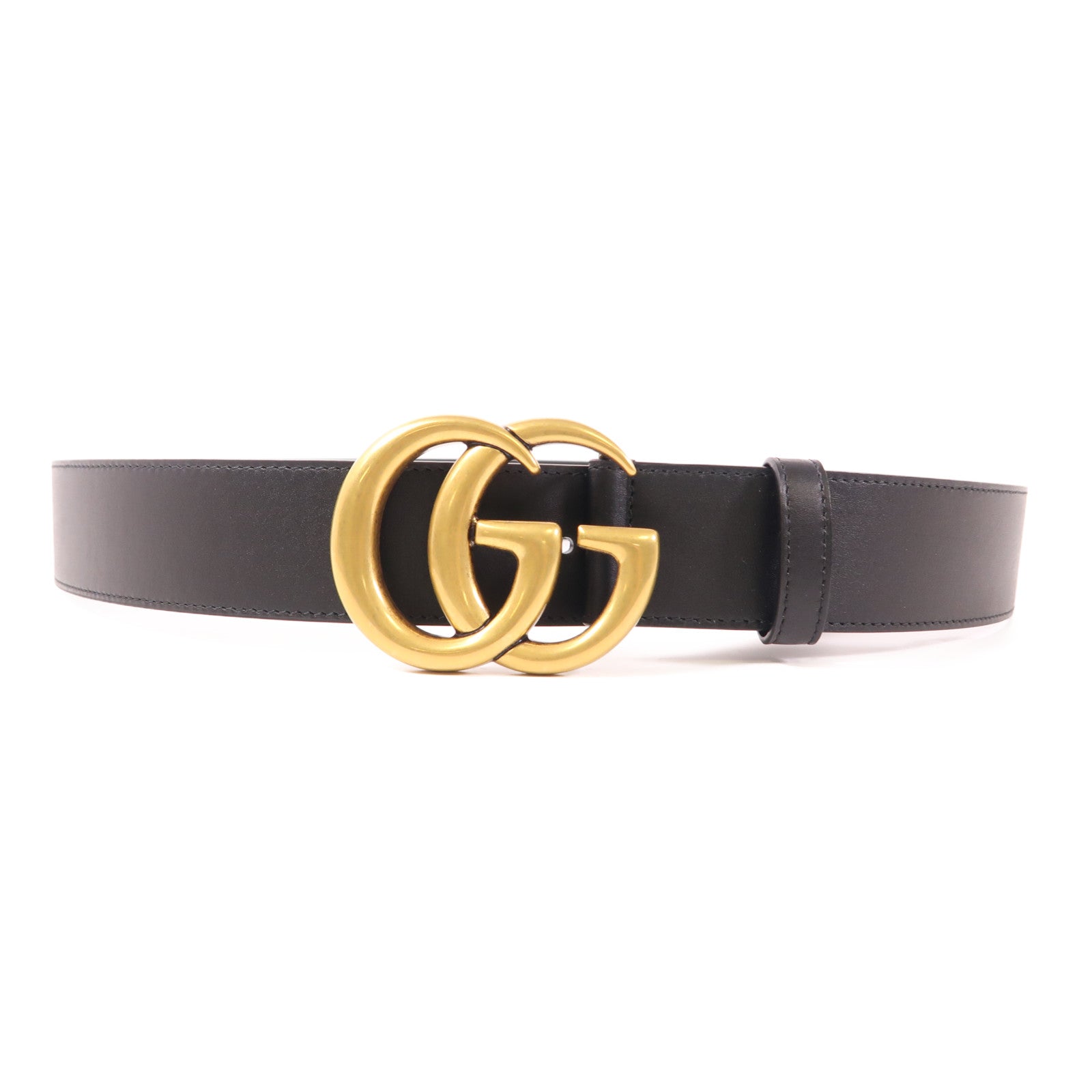 GUCCI GHW GG Belt 105 Belt Calfskin Leather Black
