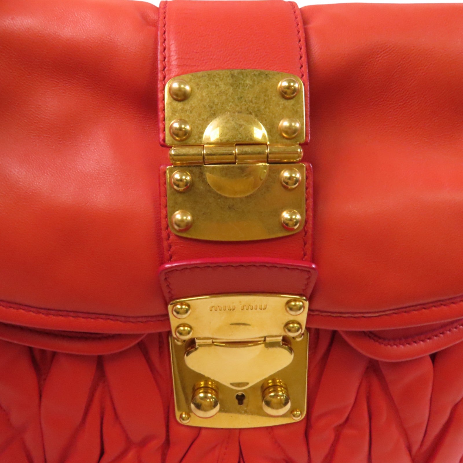 Miu Miu 牛皮皮革2Way Shoulder Bag金扣手挽肩背兩用袋