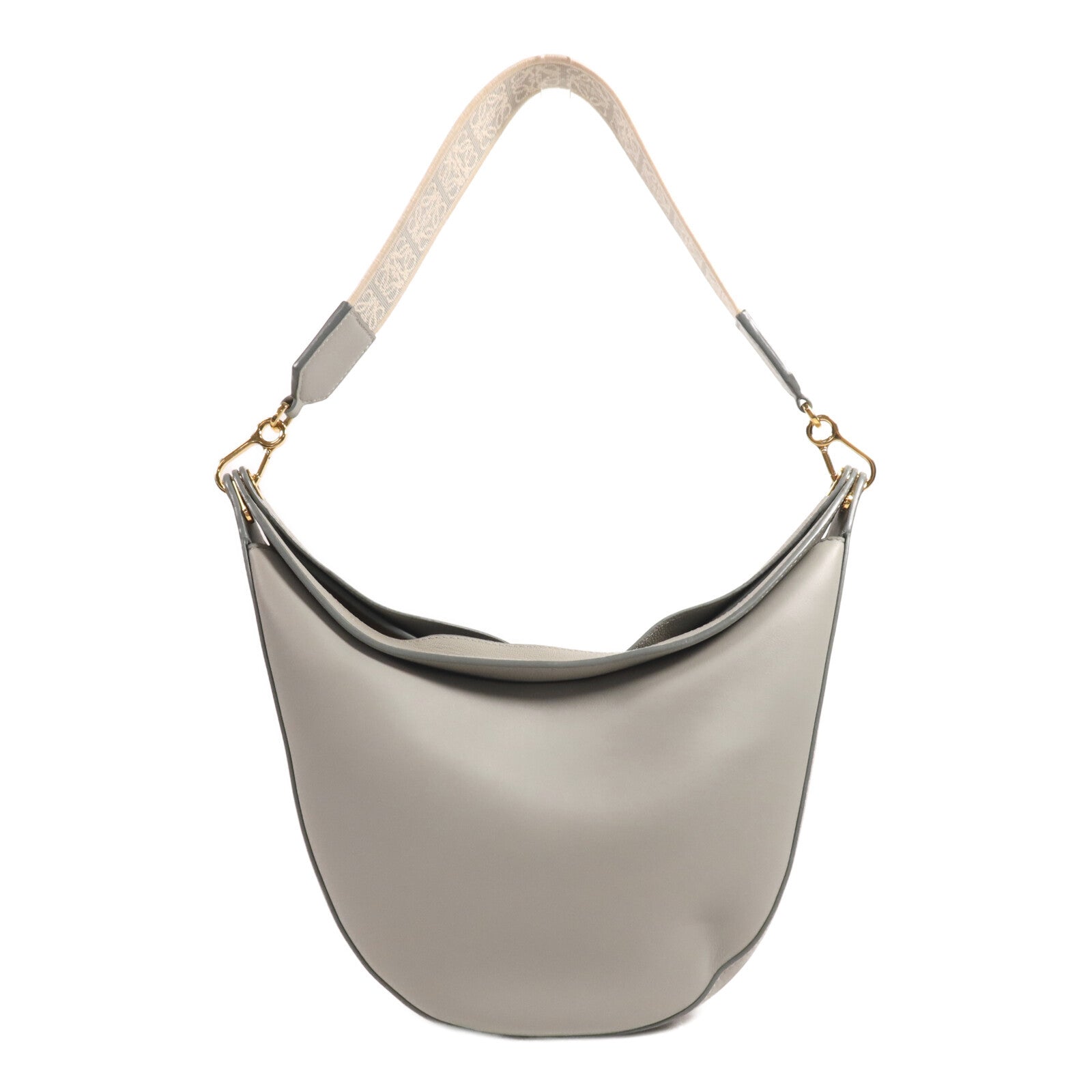 LOEWE 牛皮皮革Luna Hobo Shoulder Bag金扣肩背袋