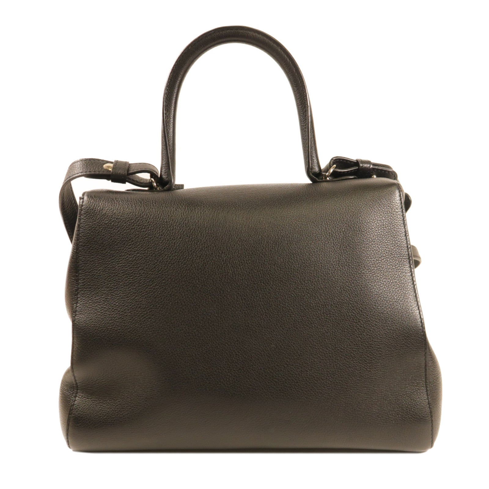 Delvaux 牛皮皮革Brillant MM金扣手挽肩背兩用袋黑色