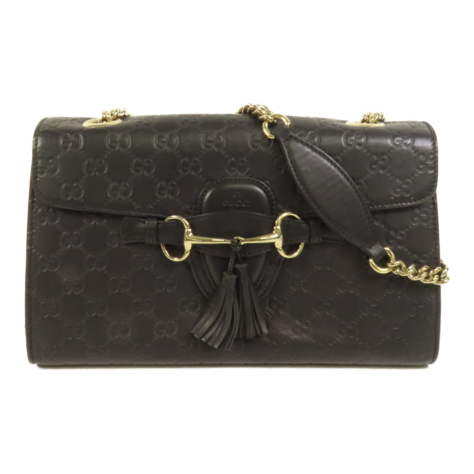 GUCCI 牛皮皮革Emily金扣鏈帶肩背袋