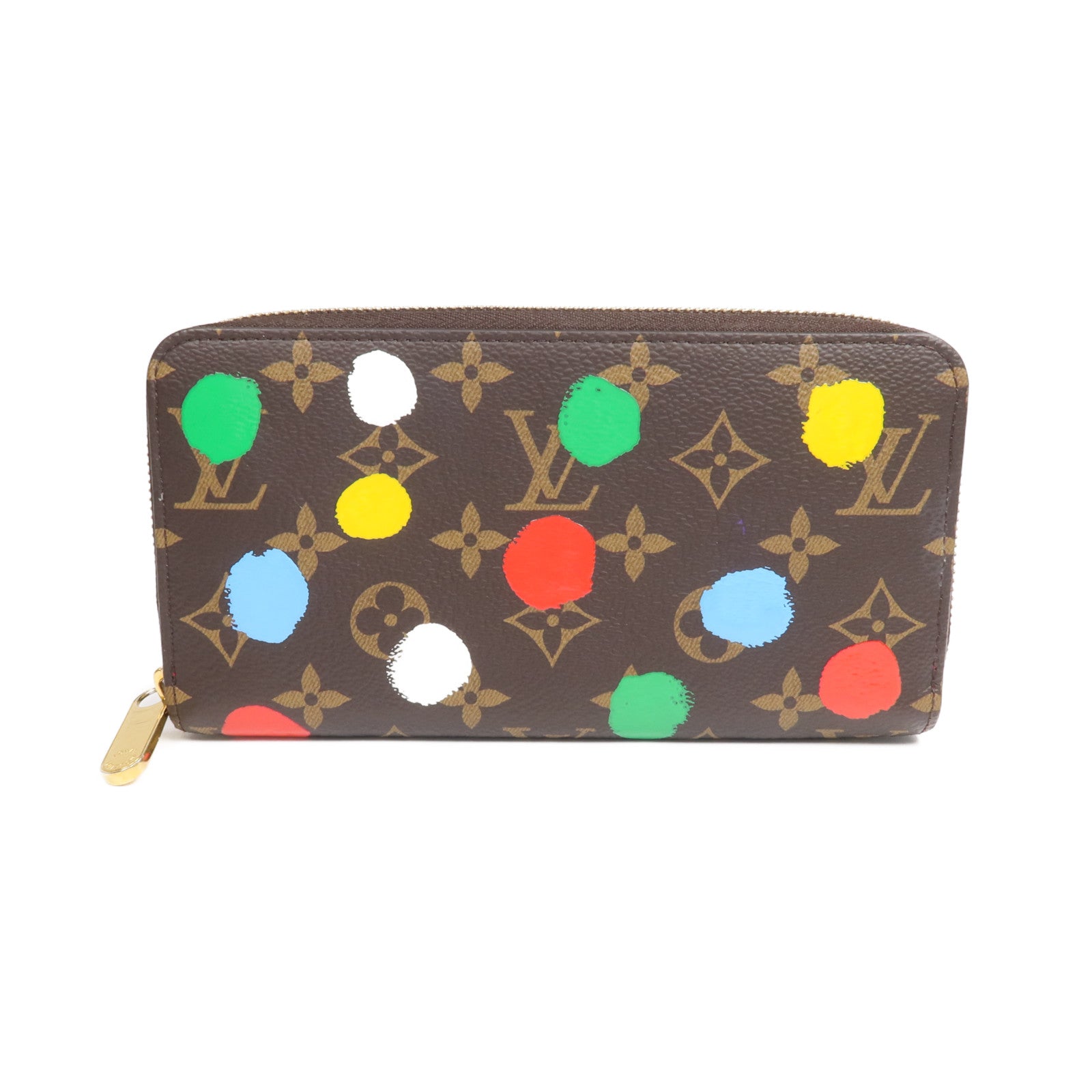 LOUIS VUITTON Monogram LV x Yayoi Kusama Zippy Wallet金扣長錢包