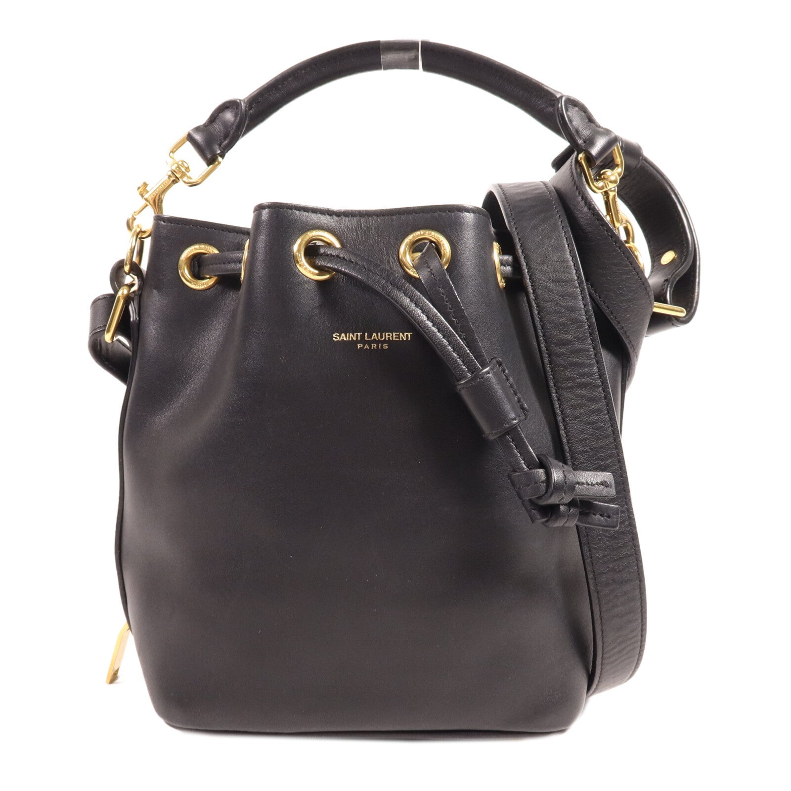 SAINT LAURENT 牛皮皮革Bucket Bag金扣手挽肩背兩用袋