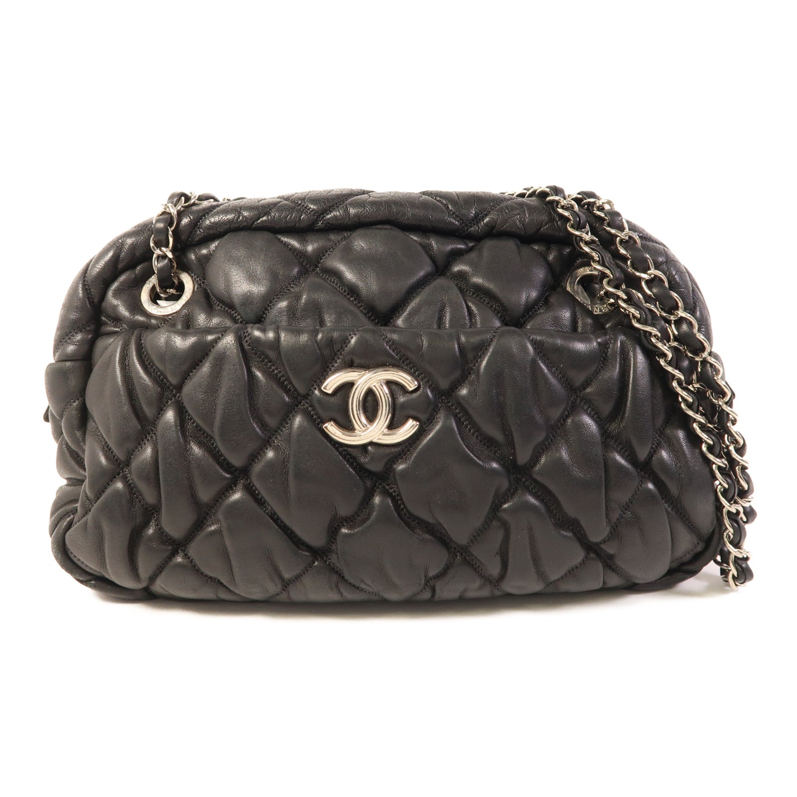 CHANEL 羊皮皮革Chain Shoulder Bag銀扣鏈帶肩背袋