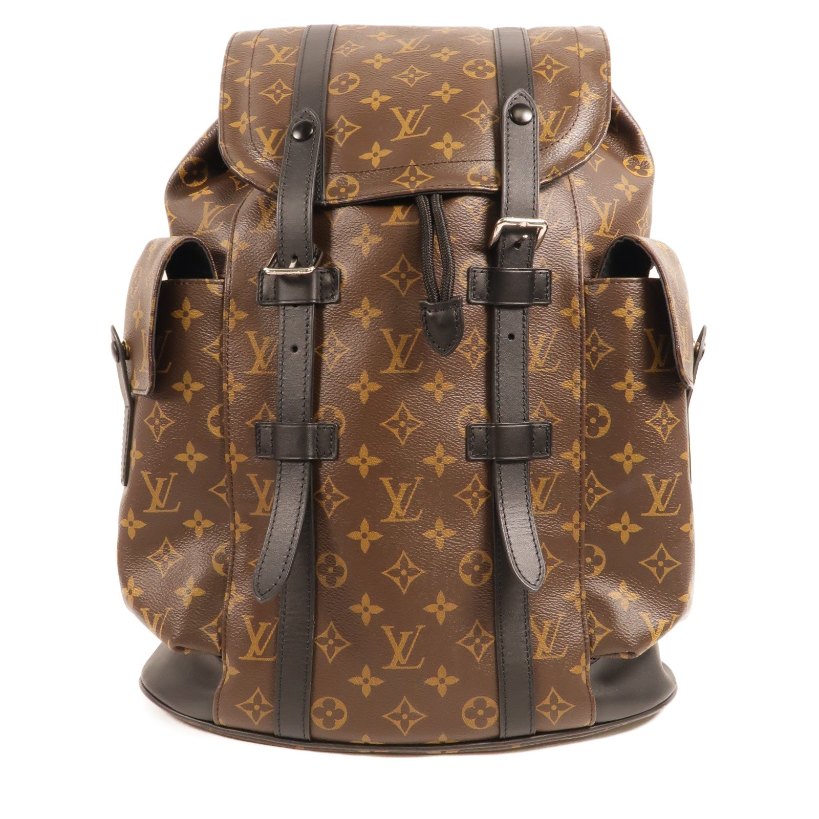 LOUIS VUITTON Monogram Macassar Christopher MM銀扣背包