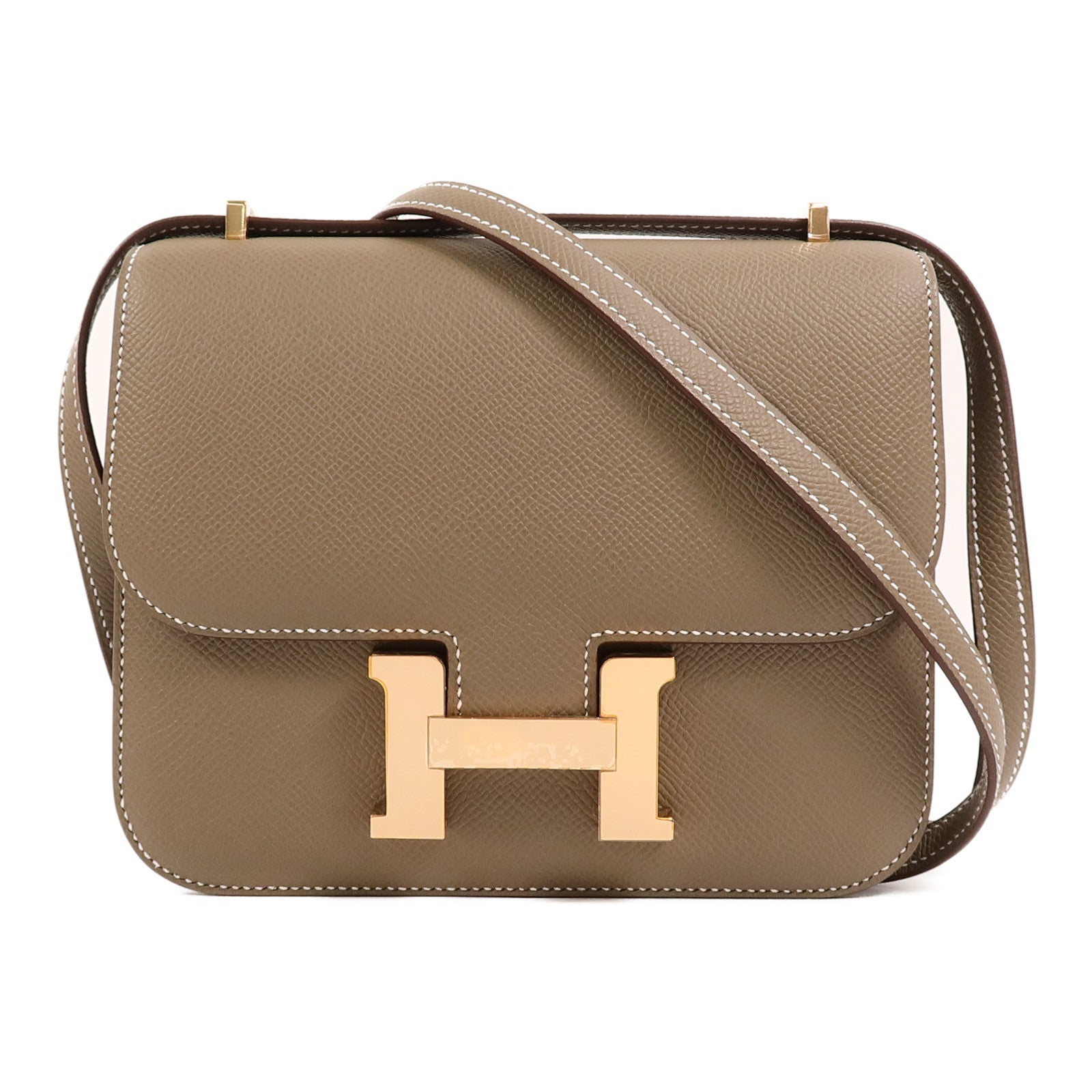 HERMES Epsom皮革Constance Mini肩背袋Etoupe