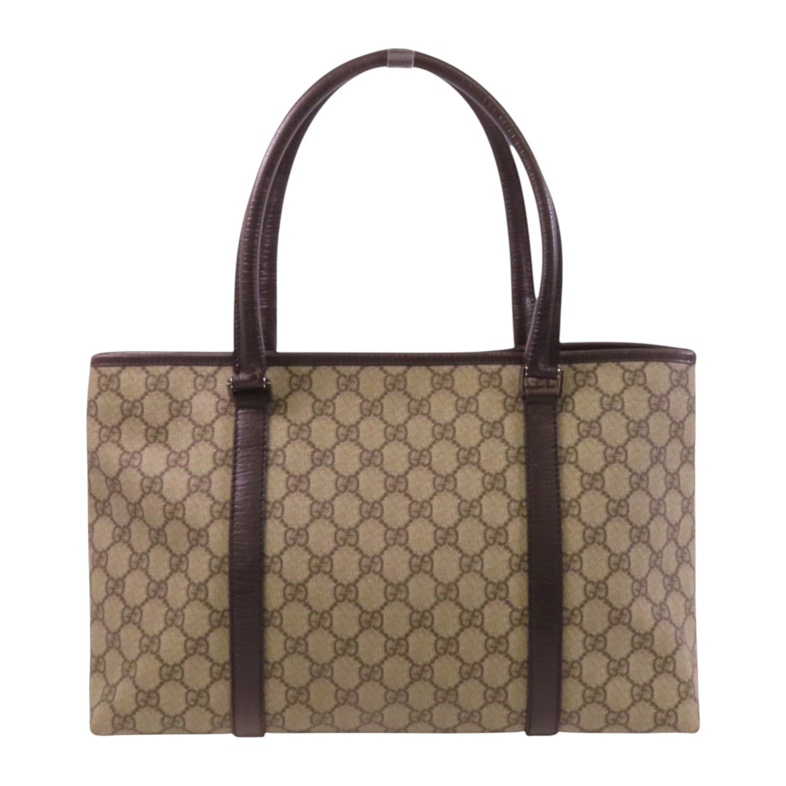 GUCCI 塗層帆布Tote Bag銀扣肩背袋