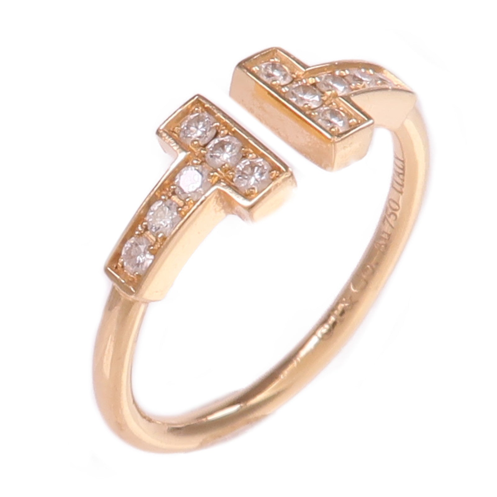 TIFFANY&CO 18K玫瑰金T Diamond Wire Ring鑽石戒指US#4.5