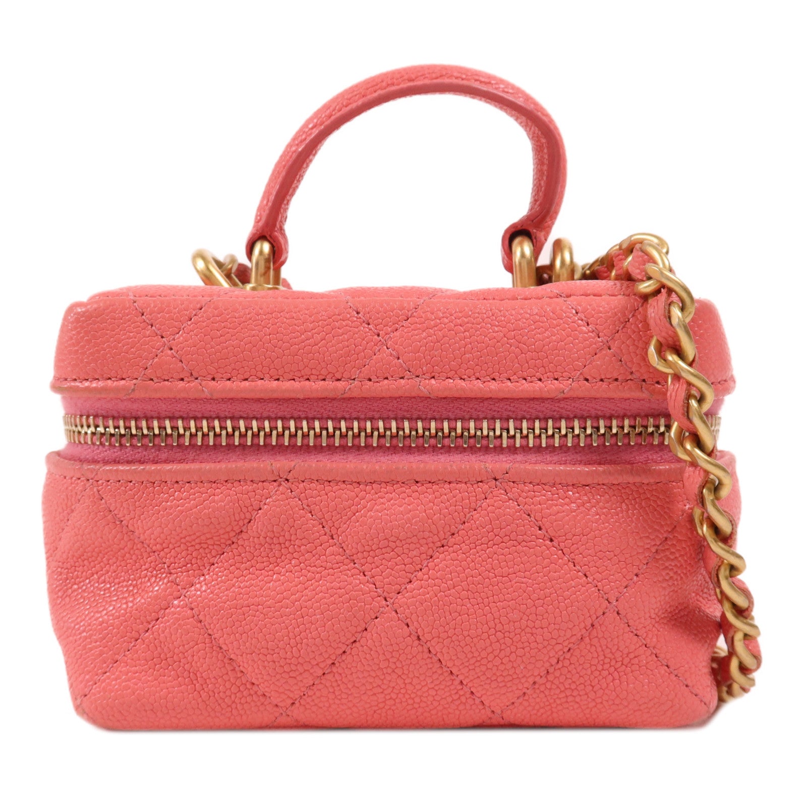 CHANEL 牛皮皮革Matelasse Mini Vanity金扣手挽肩背兩用袋