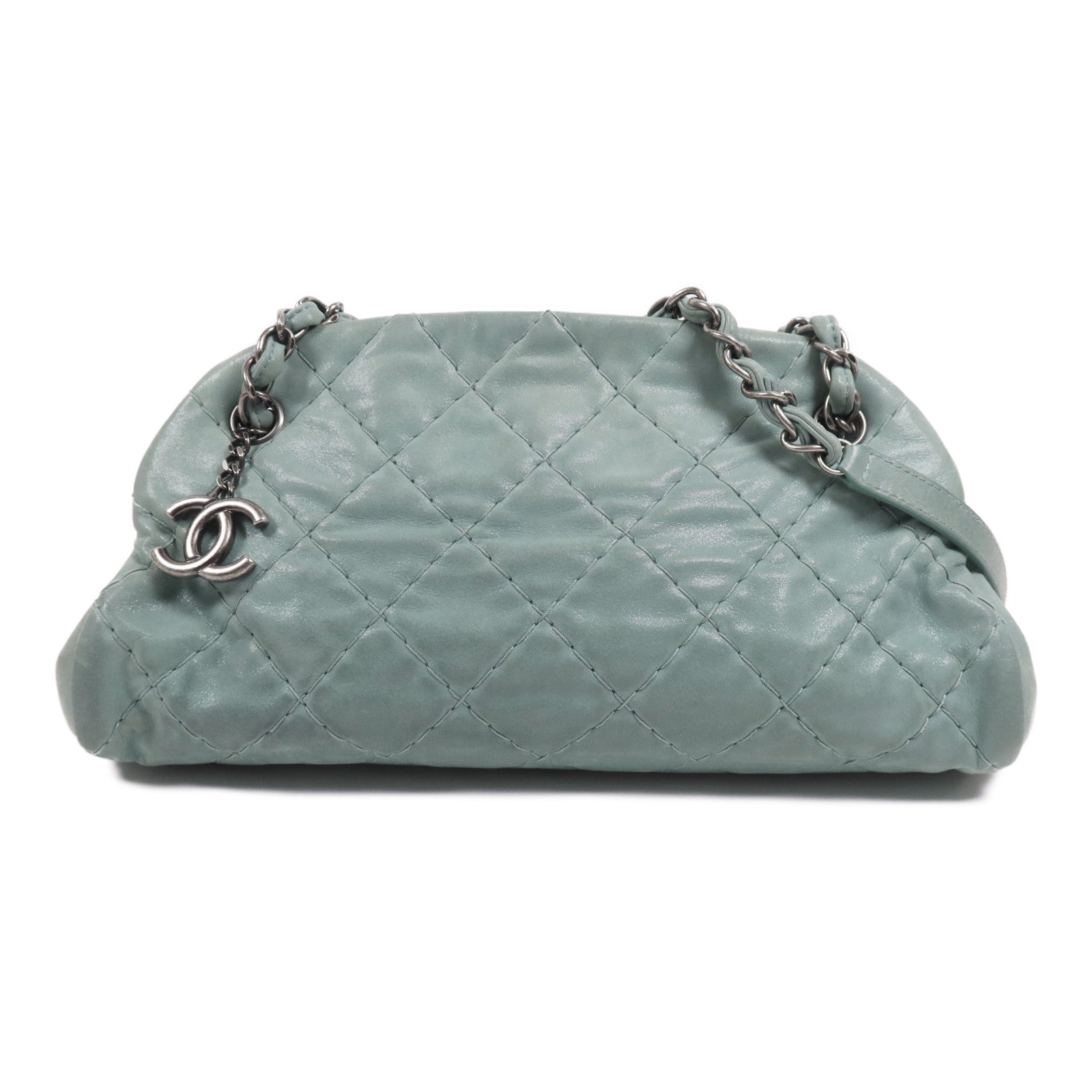 CHANEL 牛皮皮革Shoulder Bag銀扣鏈帶肩背袋