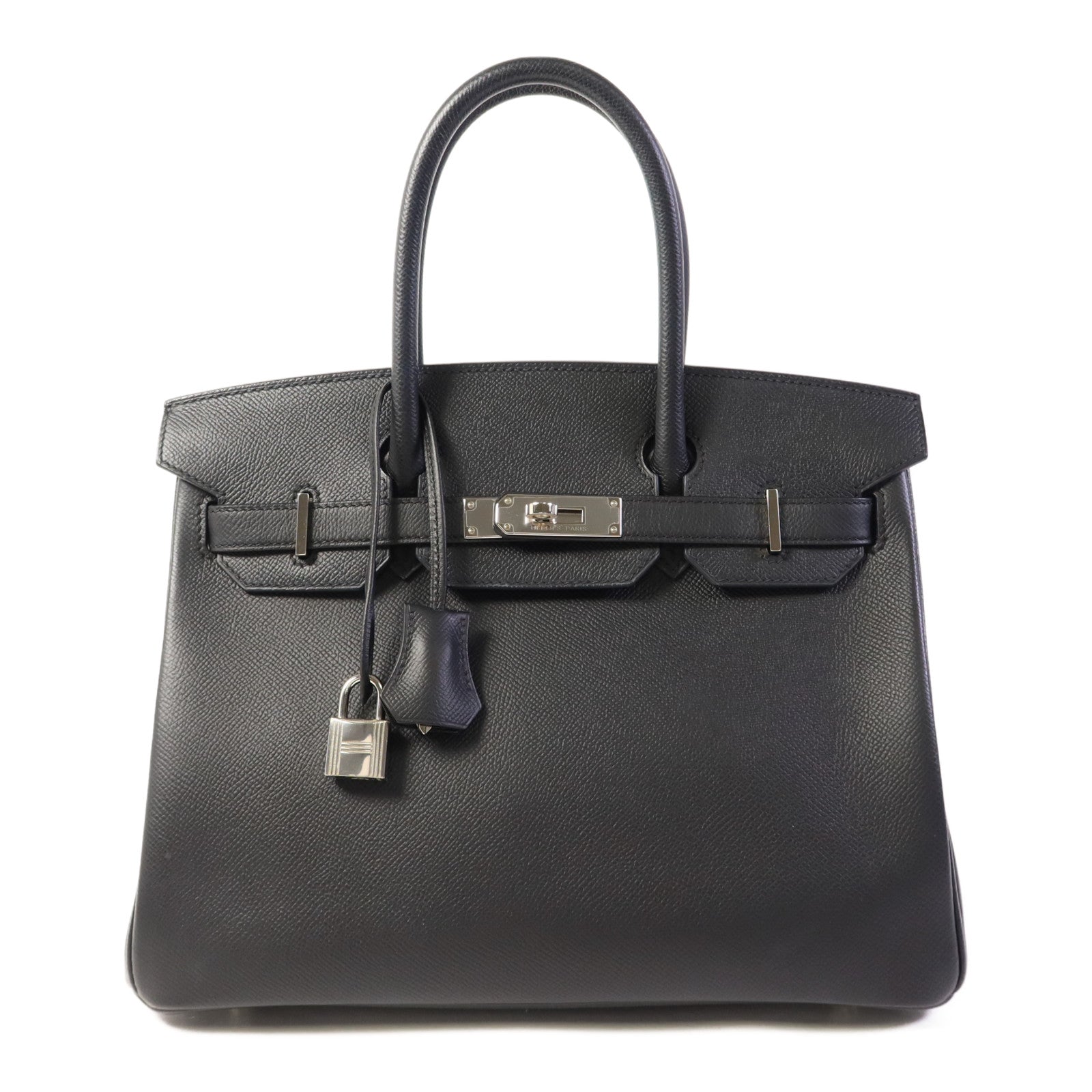 HERMES Epsom皮革Birkin 30銀扣手挽袋Noir
