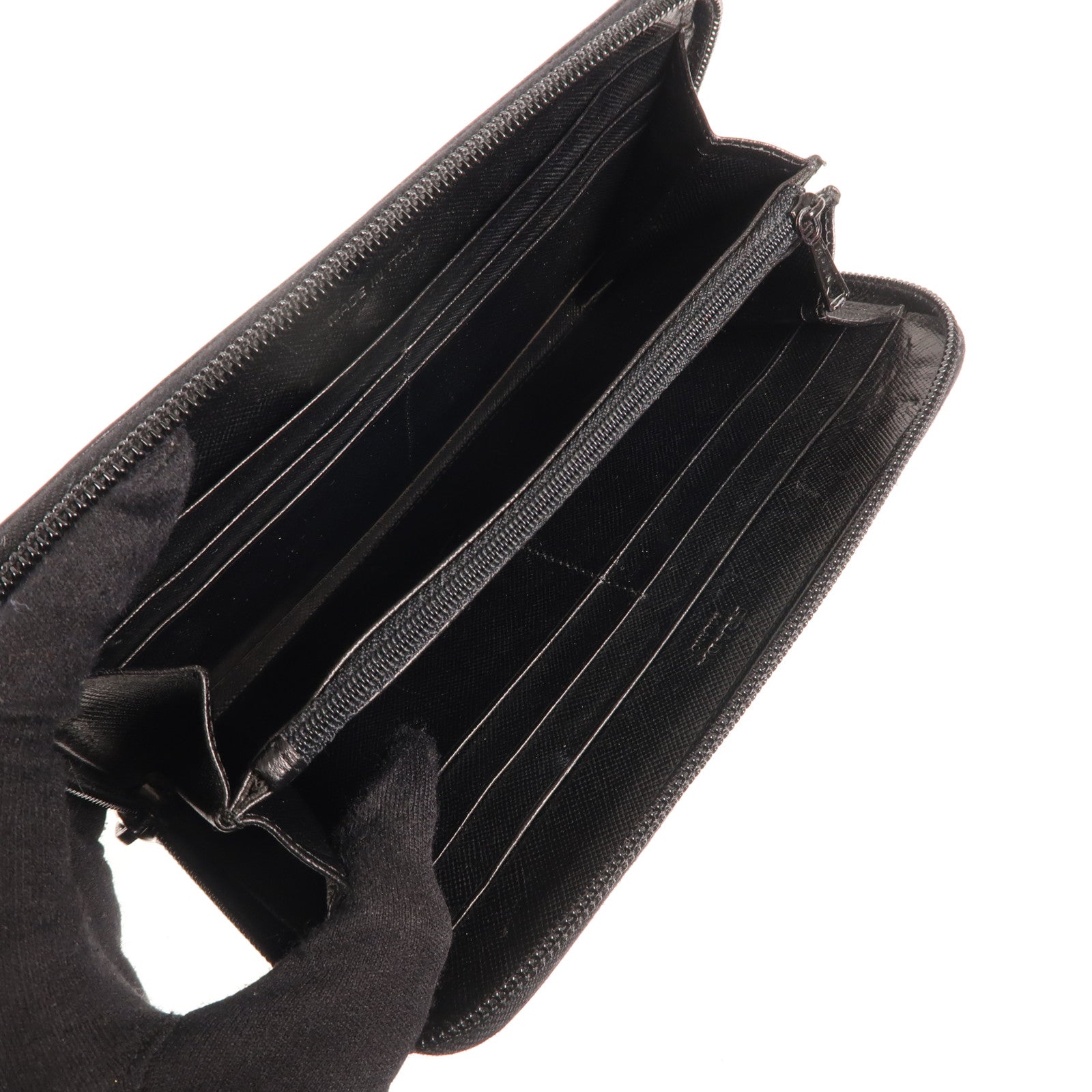 PRADA 牛皮皮革Long Wallet銀扣長錢包