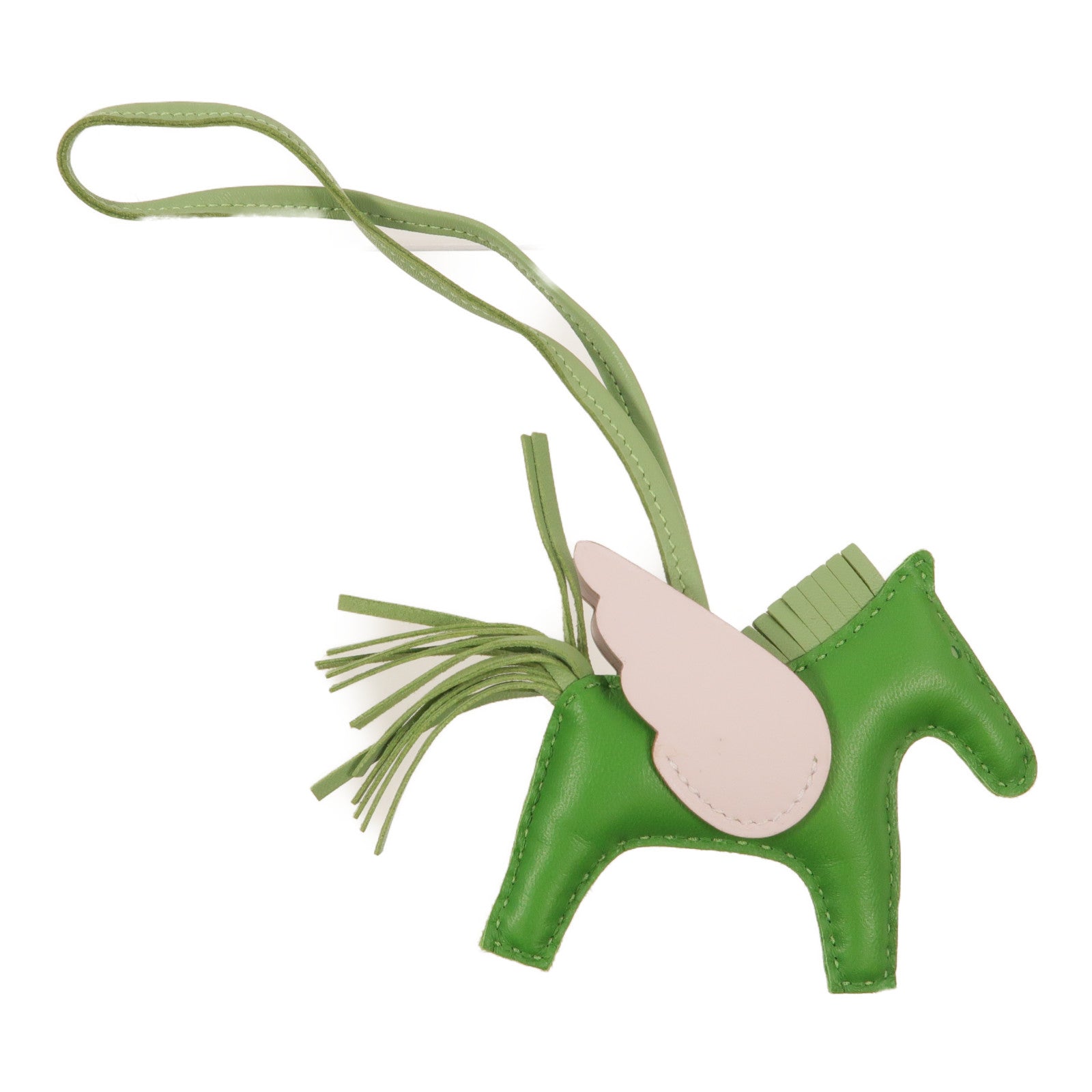 HERMES Milo皮革Rodeo Pegase PM掛飾Vert Criquet/Vert Yucca