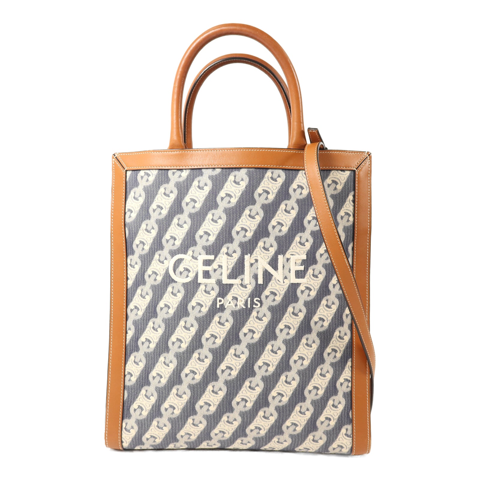 CELINE 【激減優惠】帆布/牛皮皮革Cabas Vertical金扣手挽肩背兩用袋
