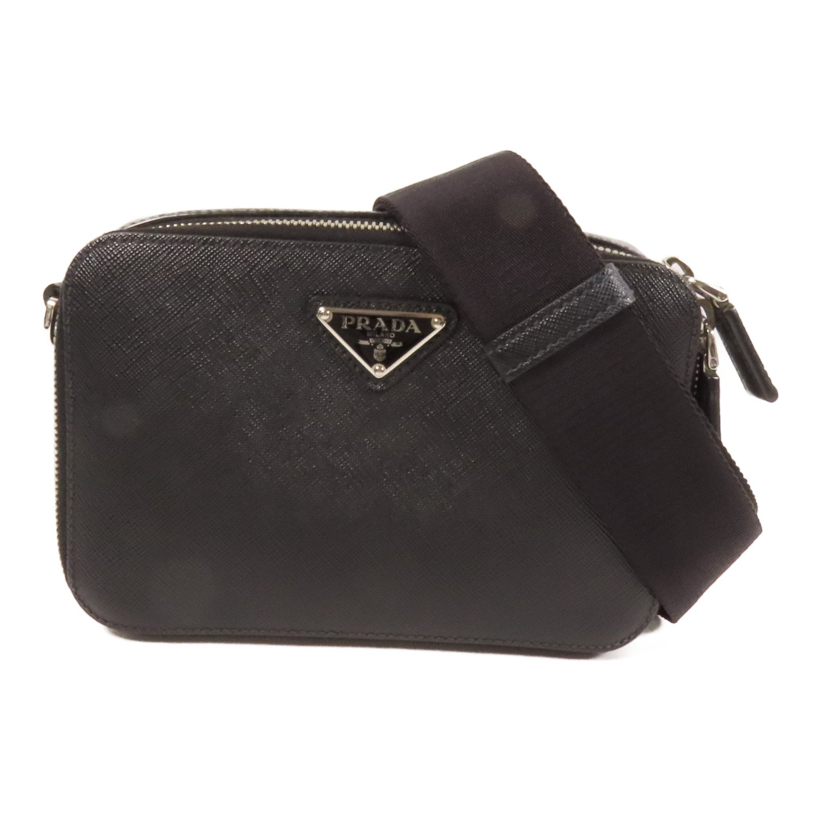 PRADA Saffiano皮革Shoulder Bag銀扣肩背袋