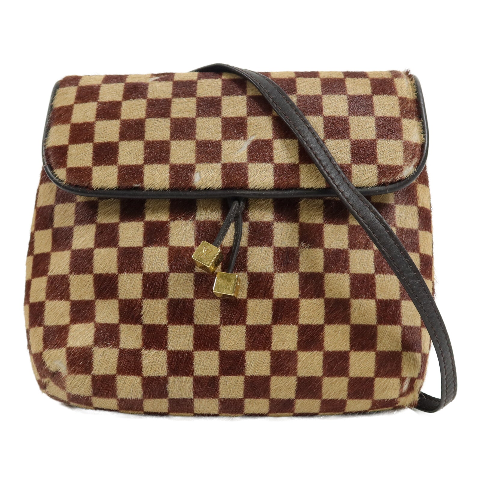 LOUIS VUITTON Pony Hair/牛皮皮革Damier Sauvage Gazelle肩背袋
