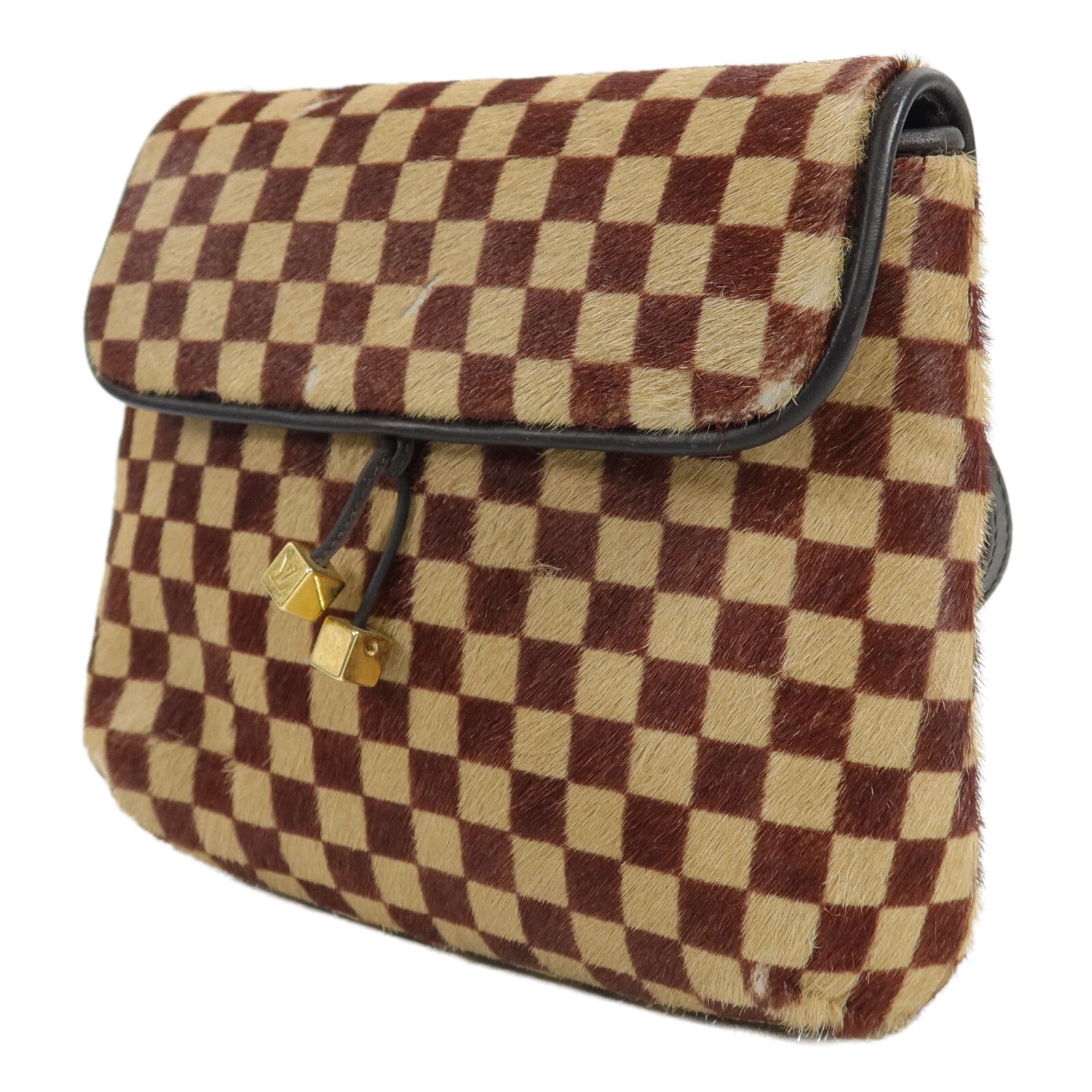 LOUIS VUITTON Pony Hair/牛皮皮革Damier Sauvage Gazelle肩背袋