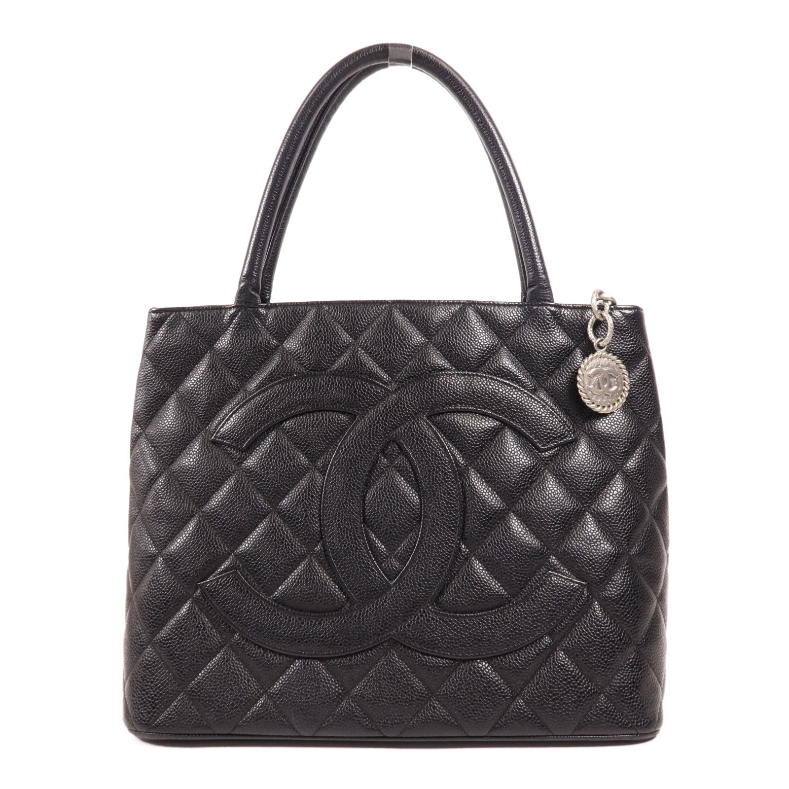 CHANEL 牛皮皮革Shoulder Bag銀扣手挽袋