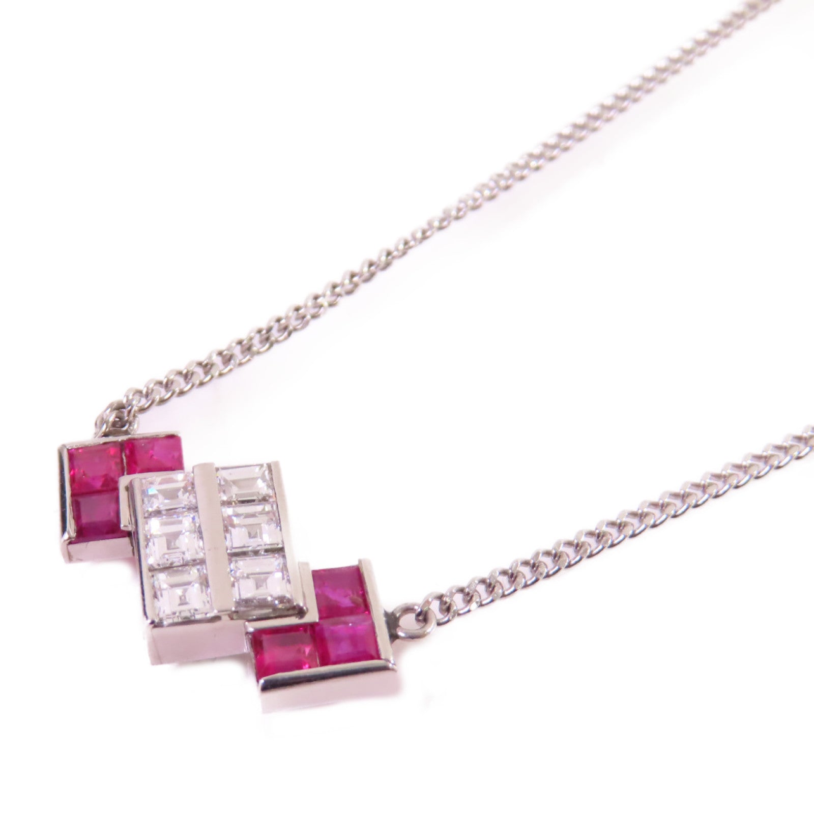 Jewelry 0.87ct Ruby 0.67 Diamond Necklace PT850 Platinum