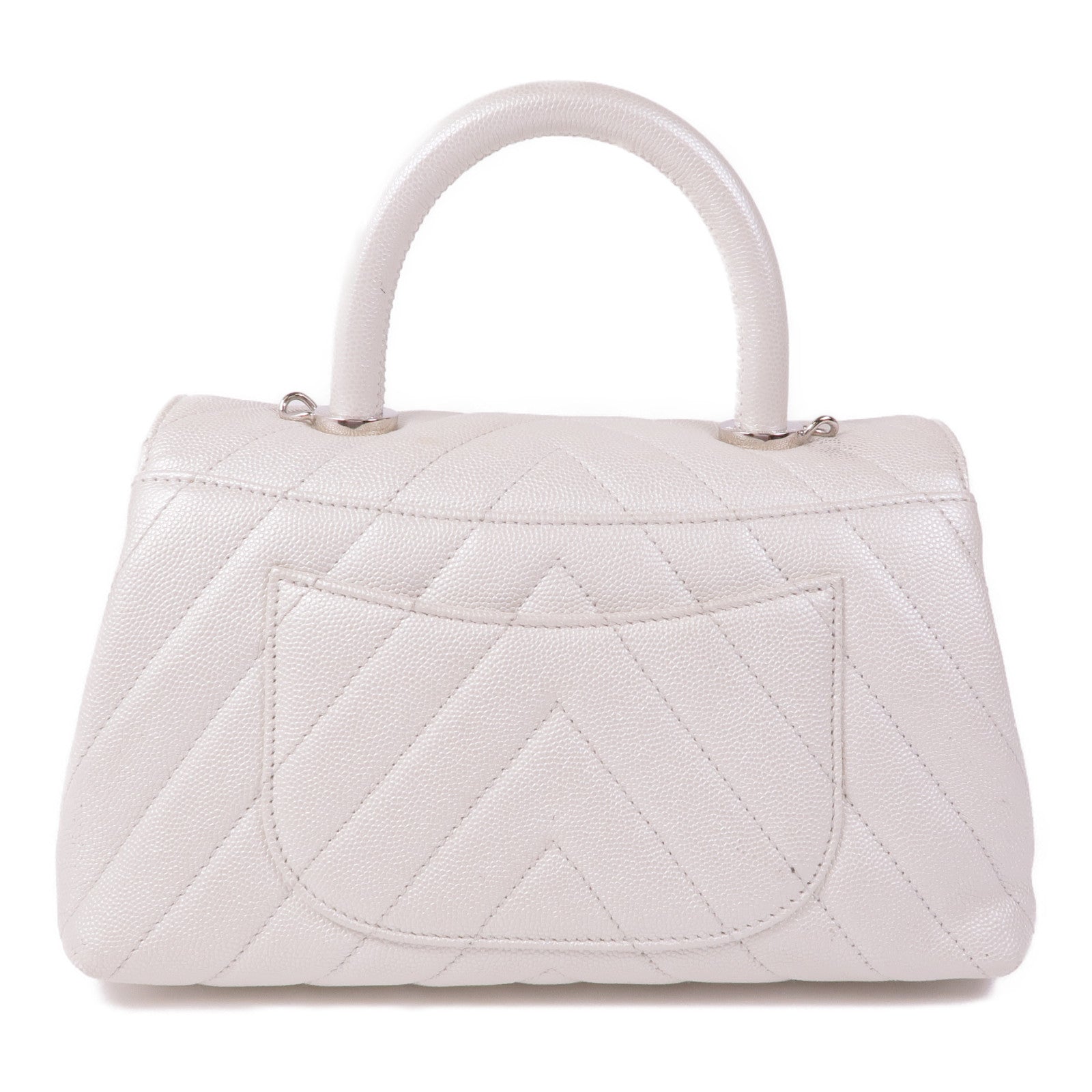 CHANEL 牛皮皮革Coco Handle銀扣鏈帶手挽肩背兩用袋