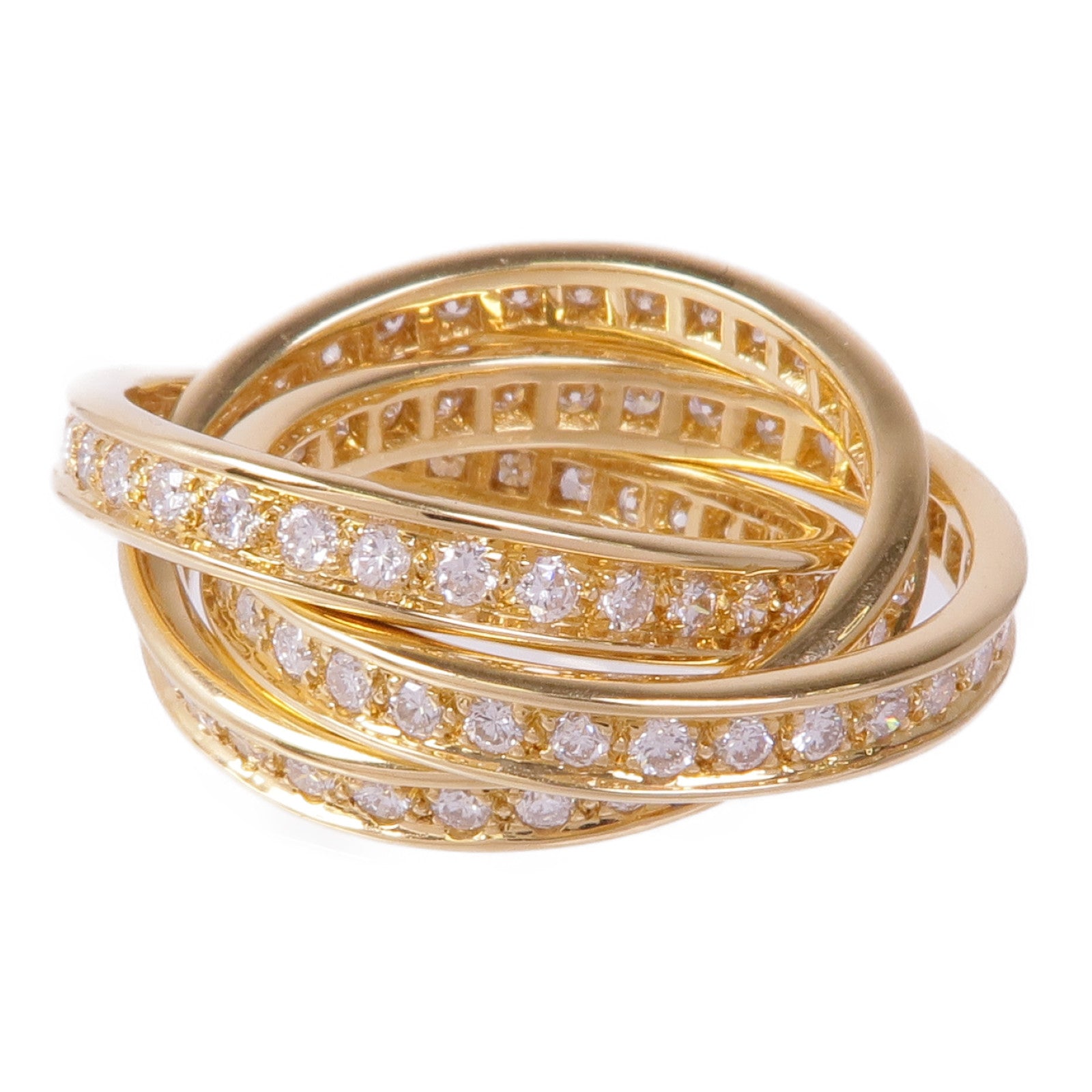 CARTIER 【激減優惠】18K黃金Trinity Ring 3 Diamond鑽石戒指Cartier#53/US#6