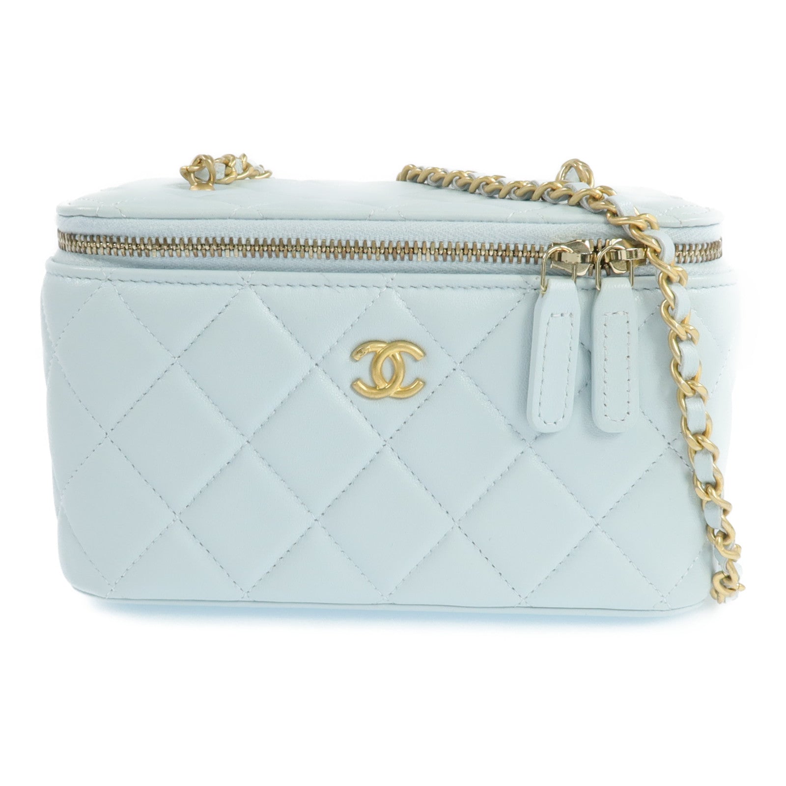 CHANEL 羊皮皮革Vanity Case金扣鏈帶肩背袋