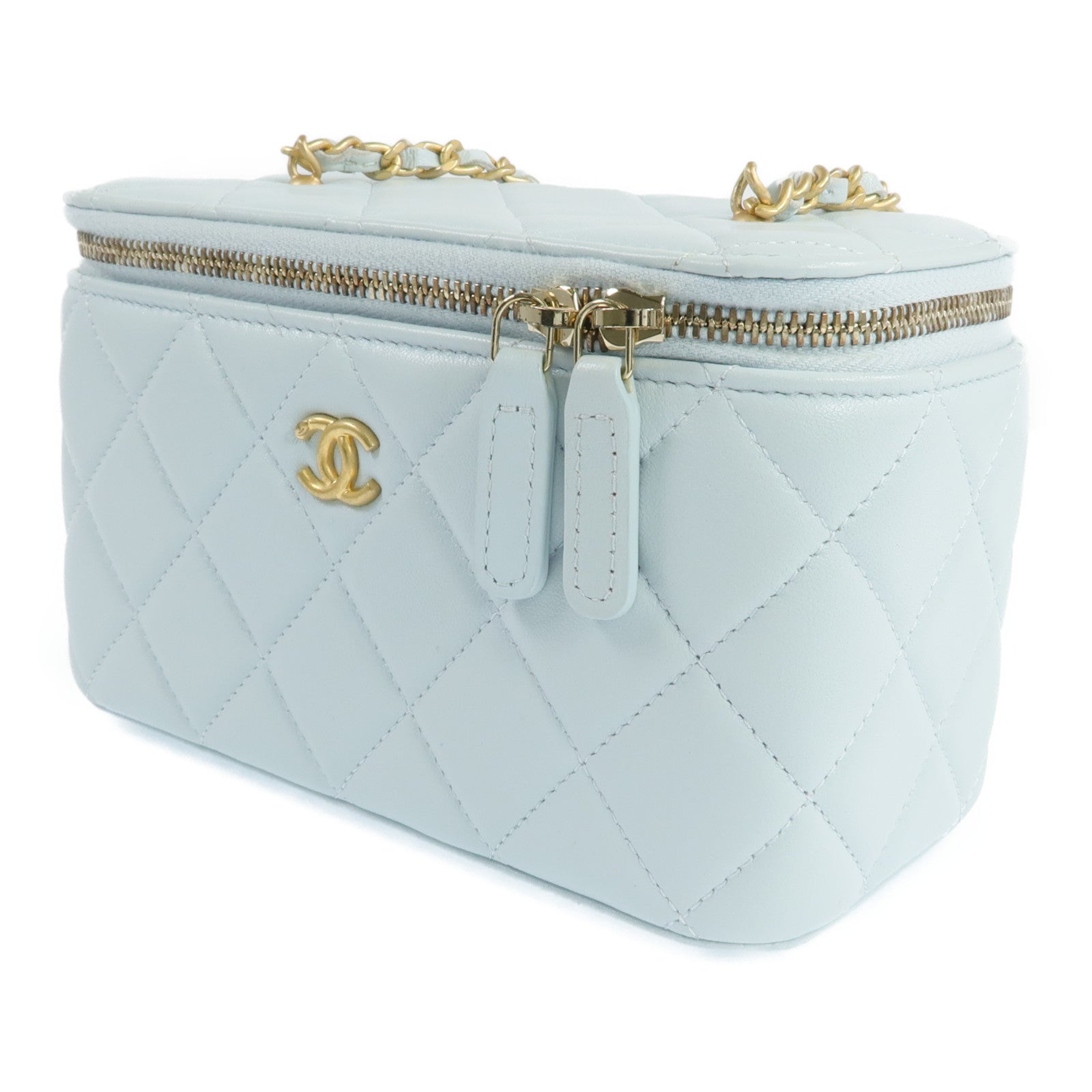 CHANEL 羊皮皮革Vanity Case金扣鏈帶肩背袋