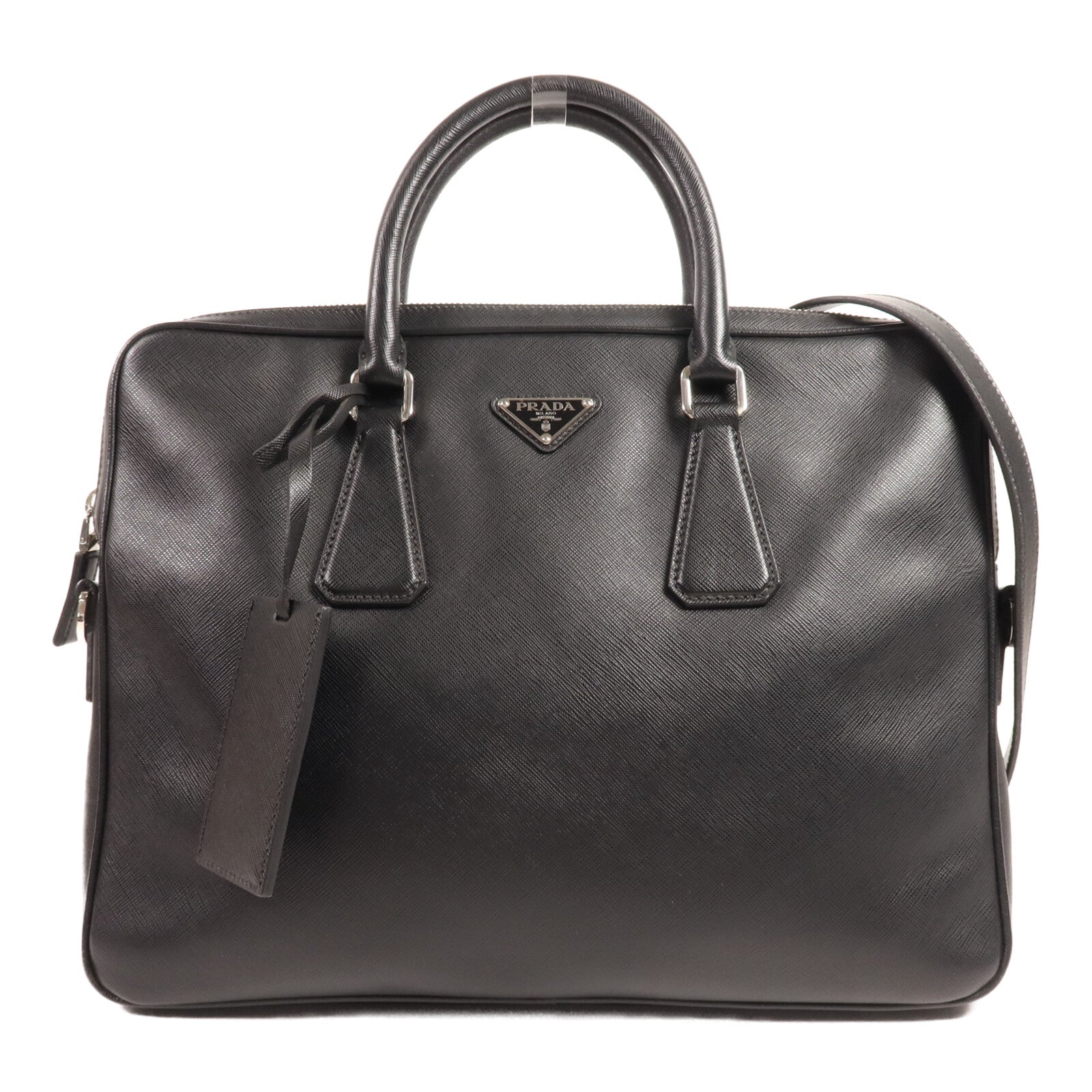 PRADA 牛皮皮革Work Bag銀扣公事包