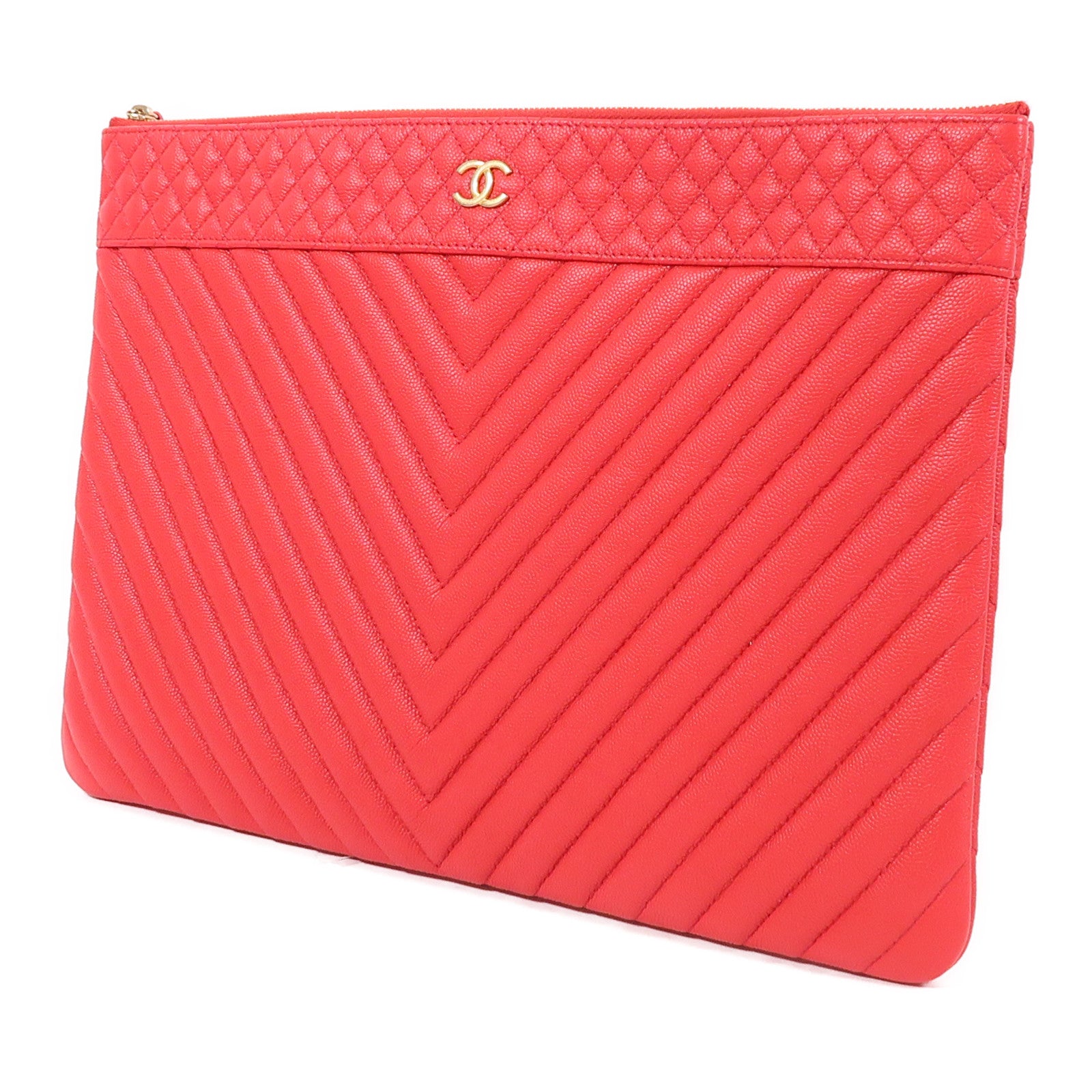 CHANEL 牛皮皮革Clutch金扣手拿包