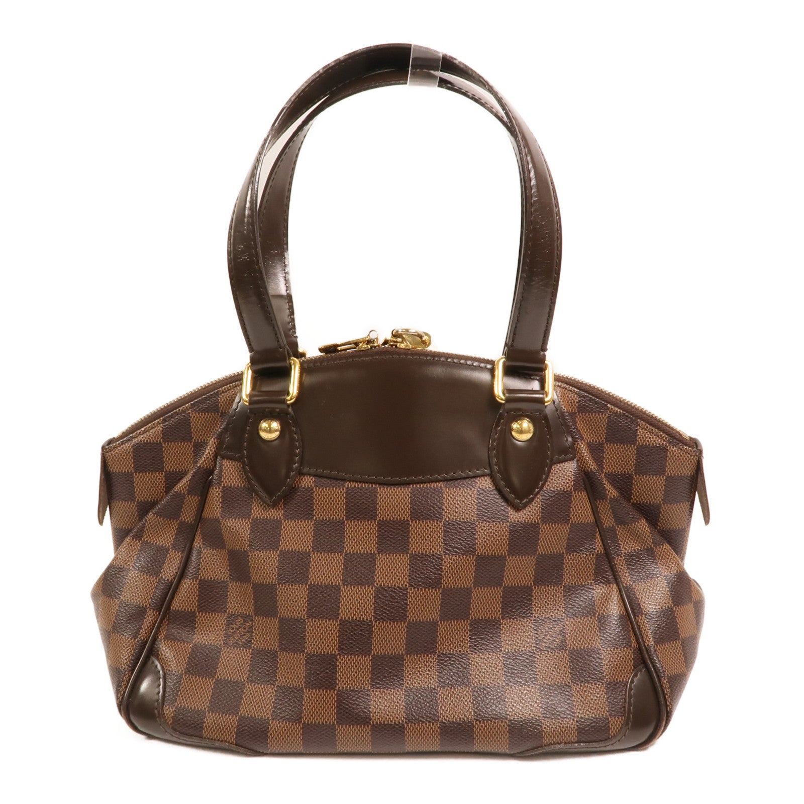 LOUIS VUITTON Damier Verona PM金扣肩背袋棕色