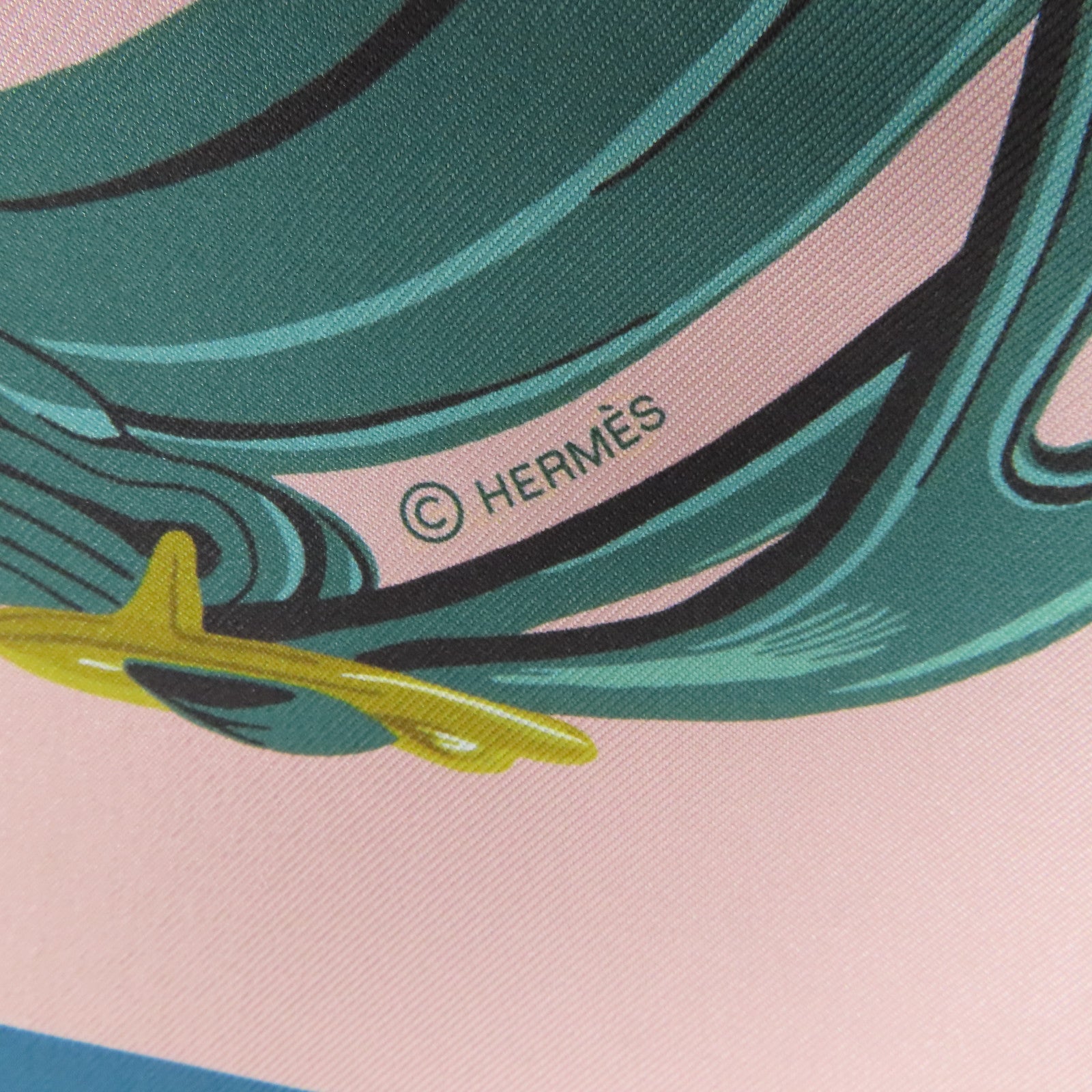 HERMES Scarf 90X90 Silk Pink Blue